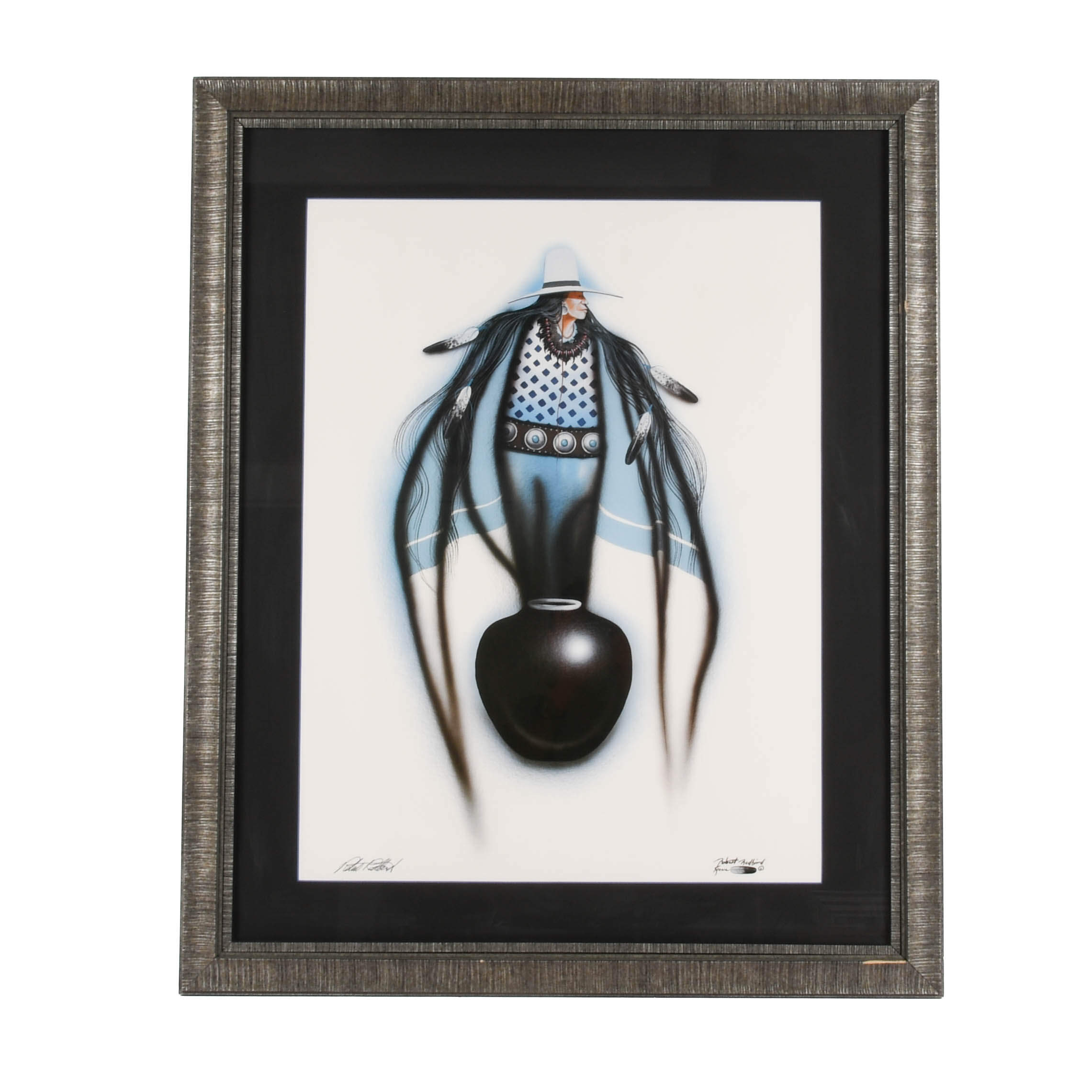 Framed Signed Blue Spirit Print by Robert Redbird-1