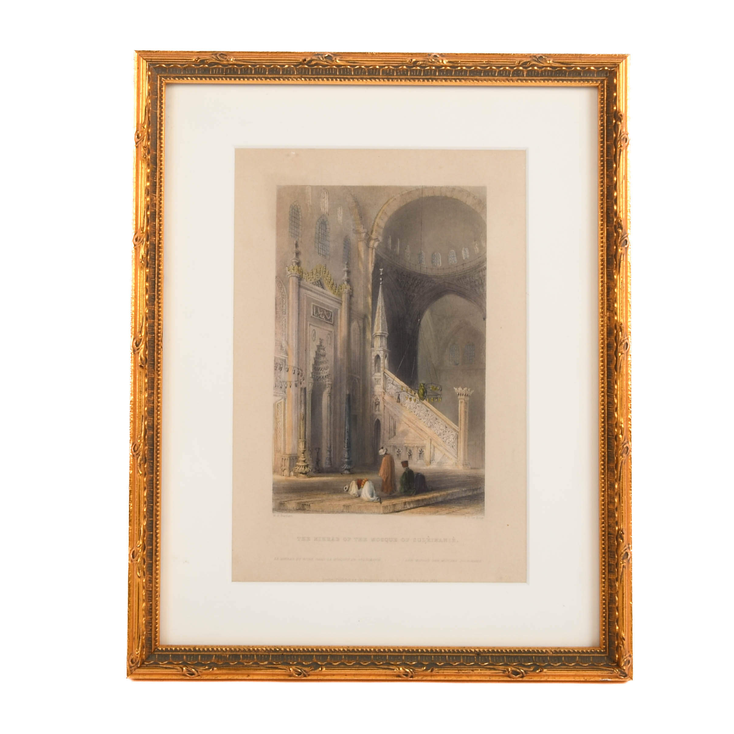 Antique Hand-Colored "The Mihrab of the Mosque of Sulèimaniè" Print-1