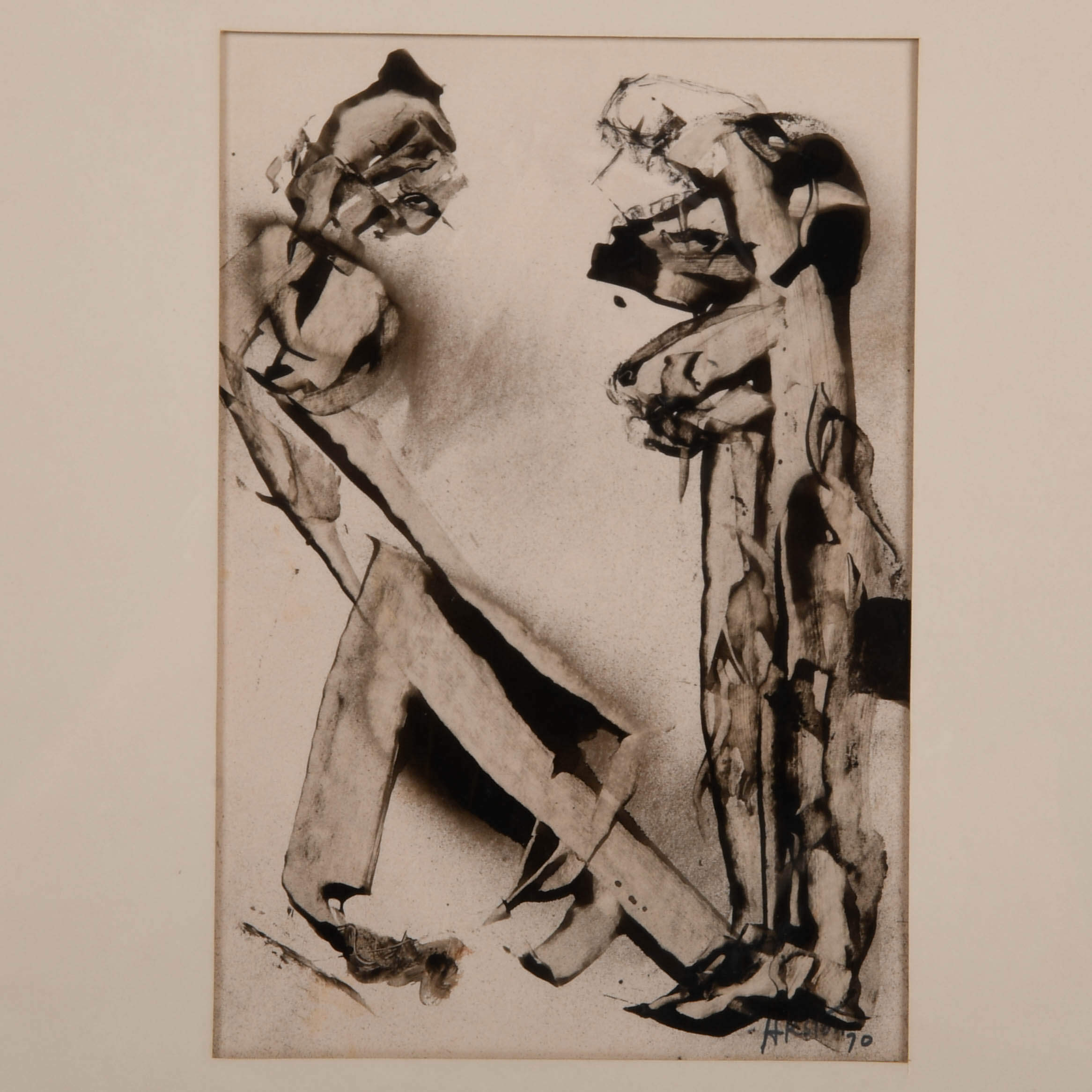 Framed Signed  J. Akston "Repugnant Suitor, 1970" Acrylic on Paper-2