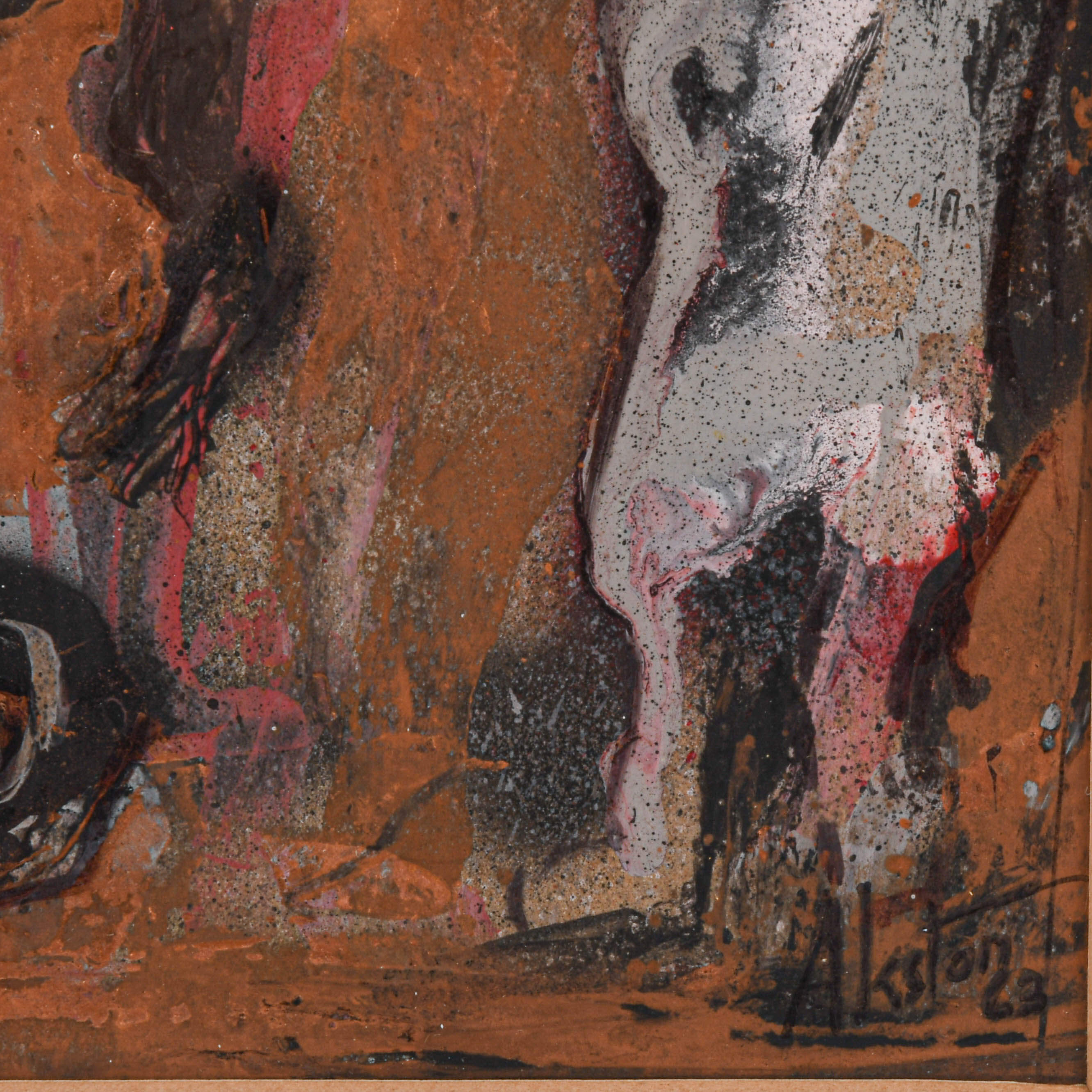 Framed Signed J. Akston "The Kiss, 1962" Mixed Media-4