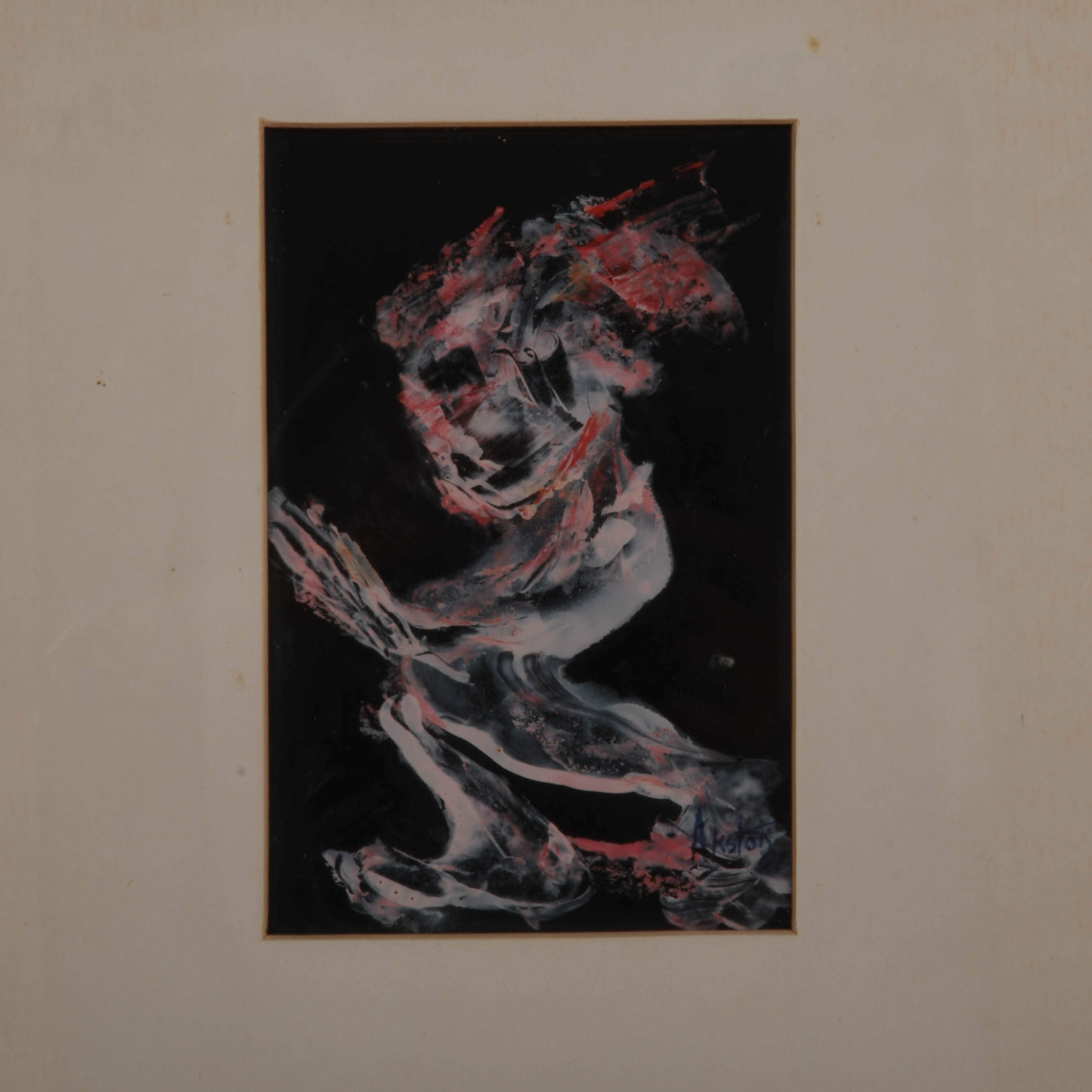 Framed Signed J. Akston "Untitled, 1967" Abstract Portrait-2