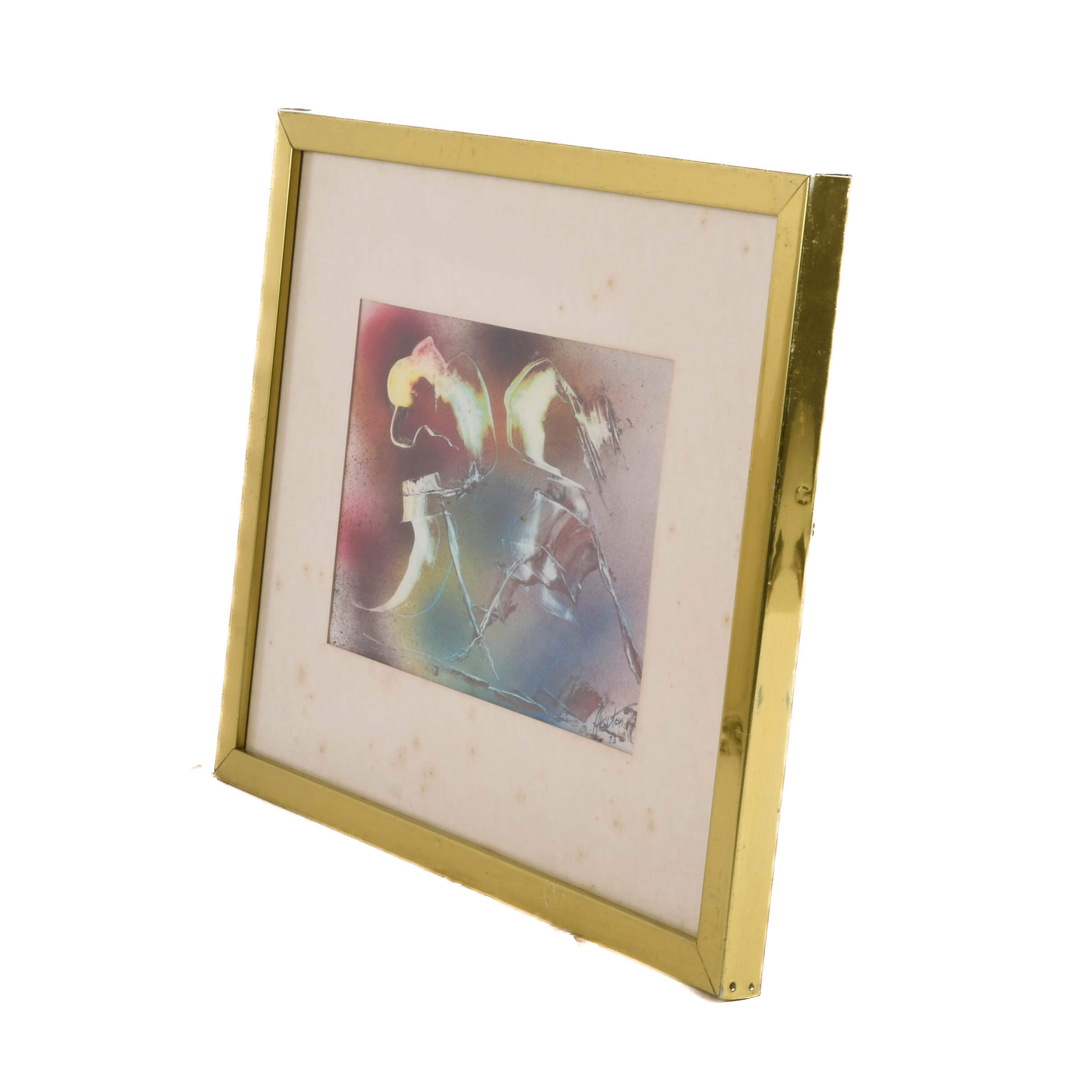 Framed Signed J. Akston "Parting of the Ways, 1973" Enamel on Paper-5