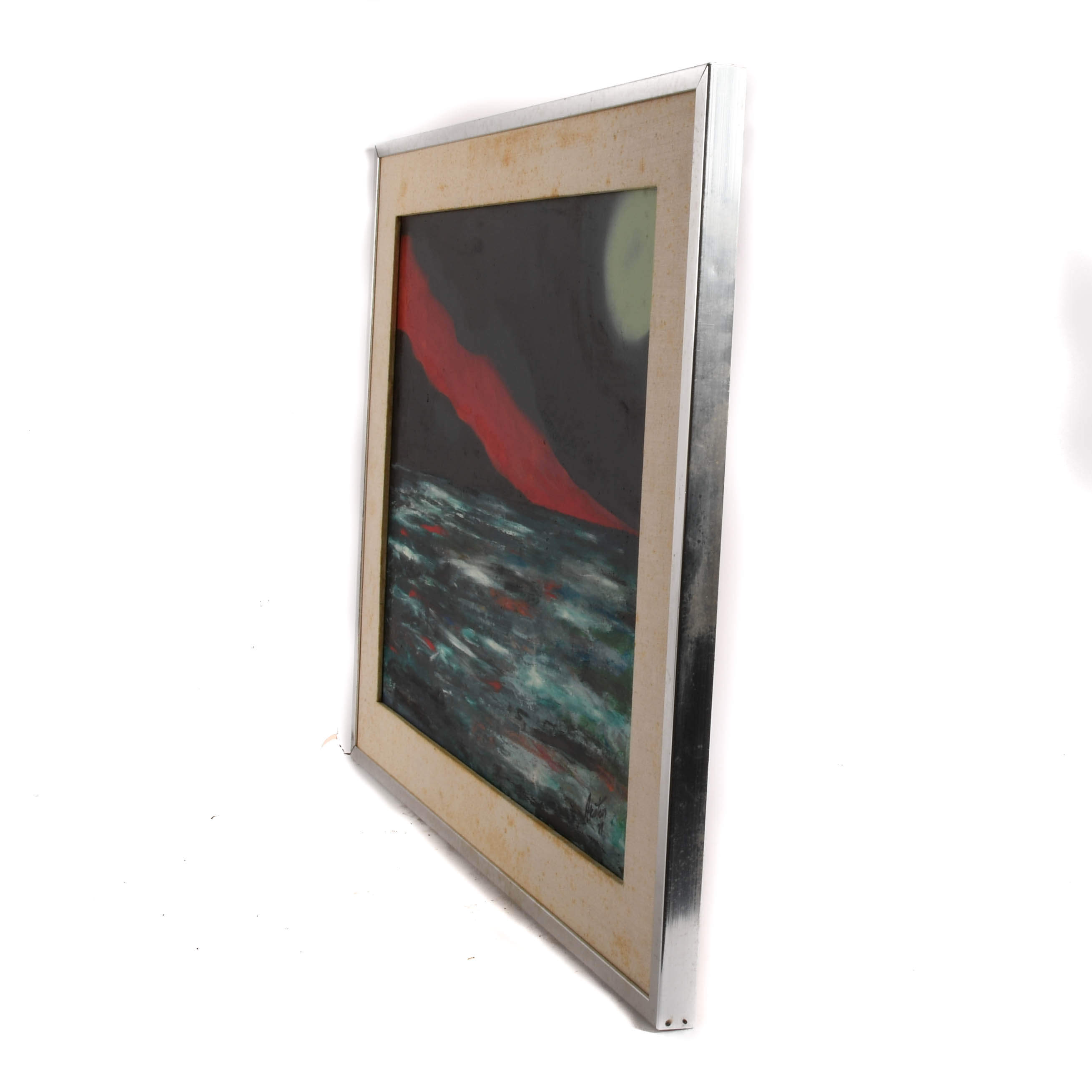 Framed Signed J. Akston "Red Tear, 1974" Oil and Acrylic on Board-5