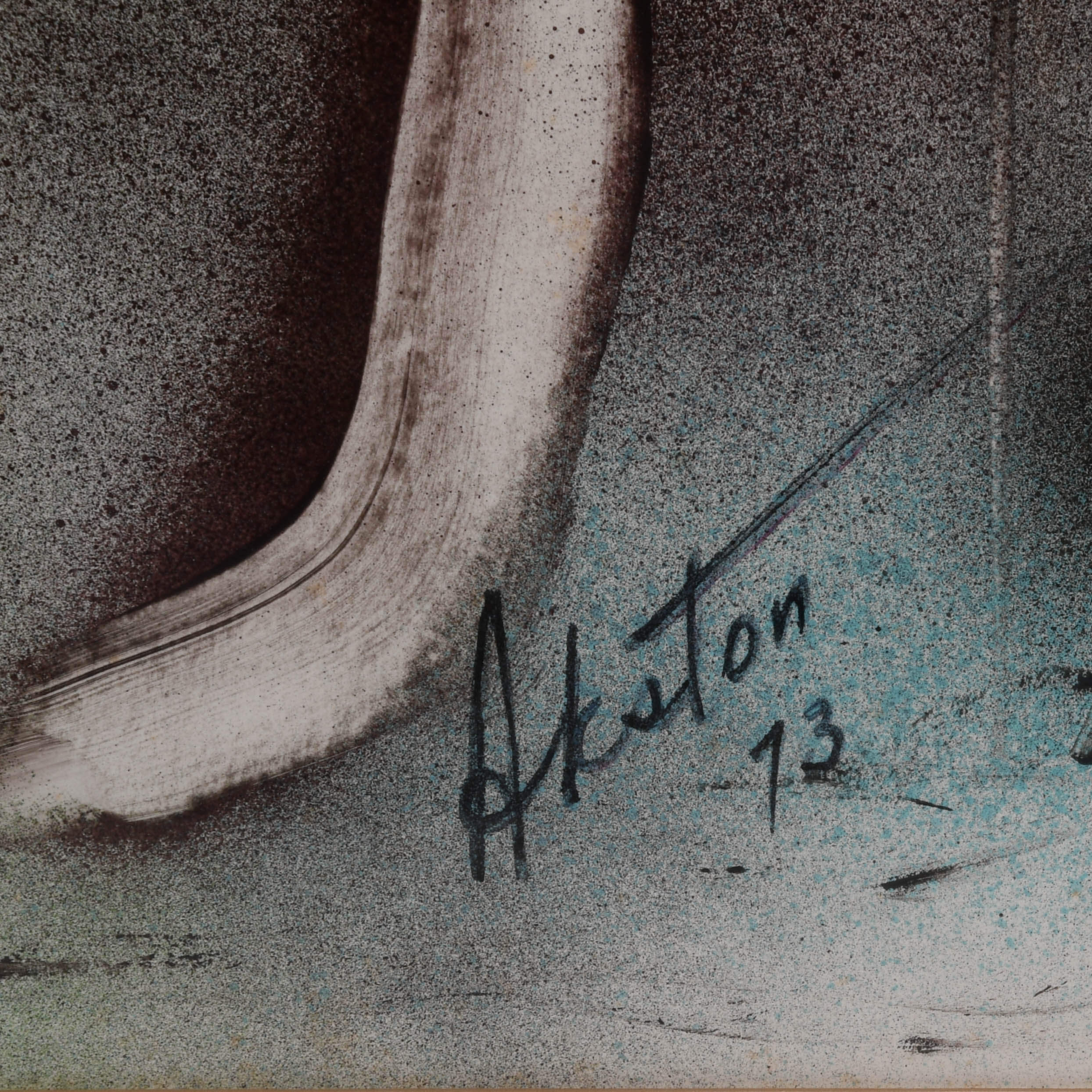 Framed J. Akston Untitled 1973 Enamel on Paper on Board-4