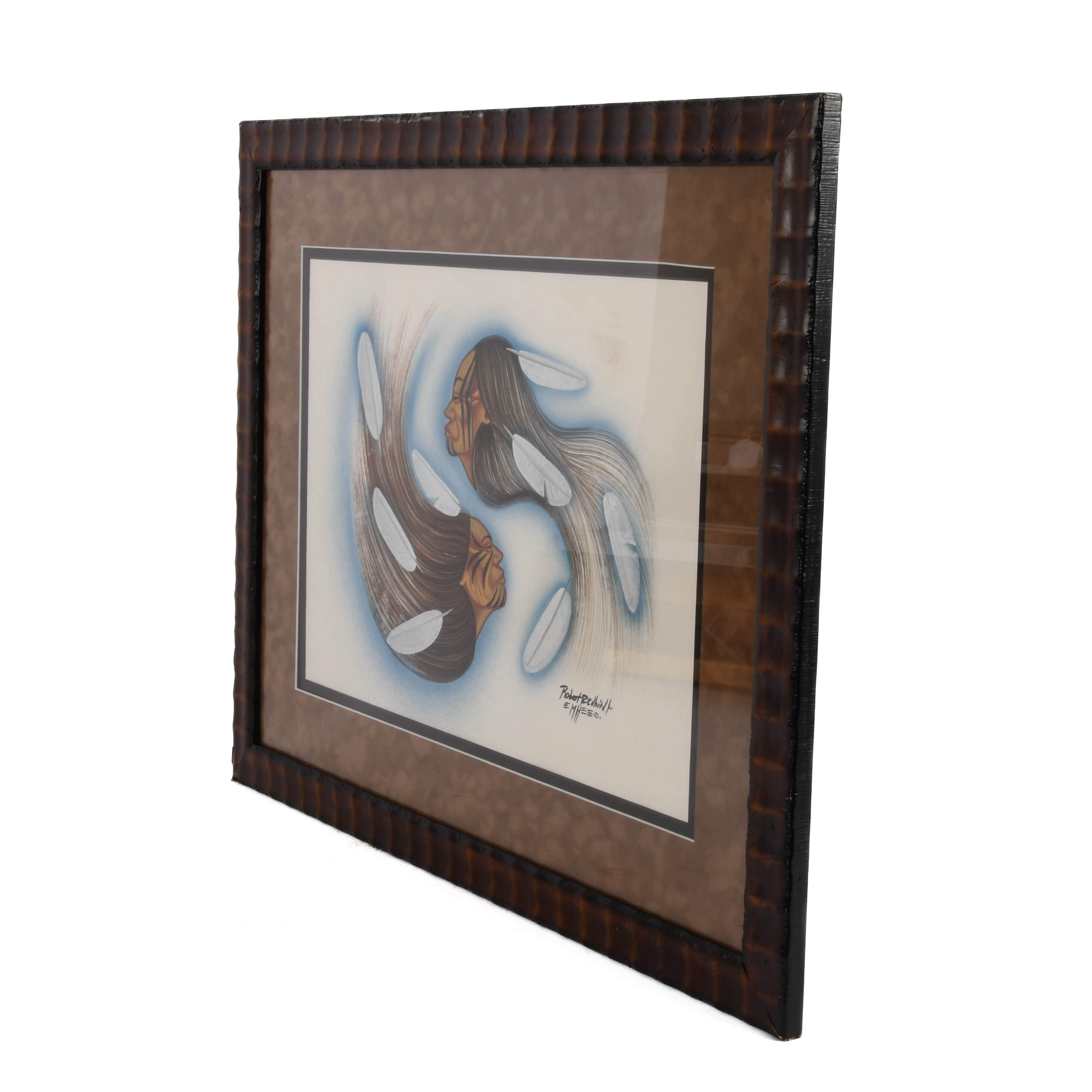 Framed Signed Robert Redbird Jr. "Wind Spirits" Original Painting-5