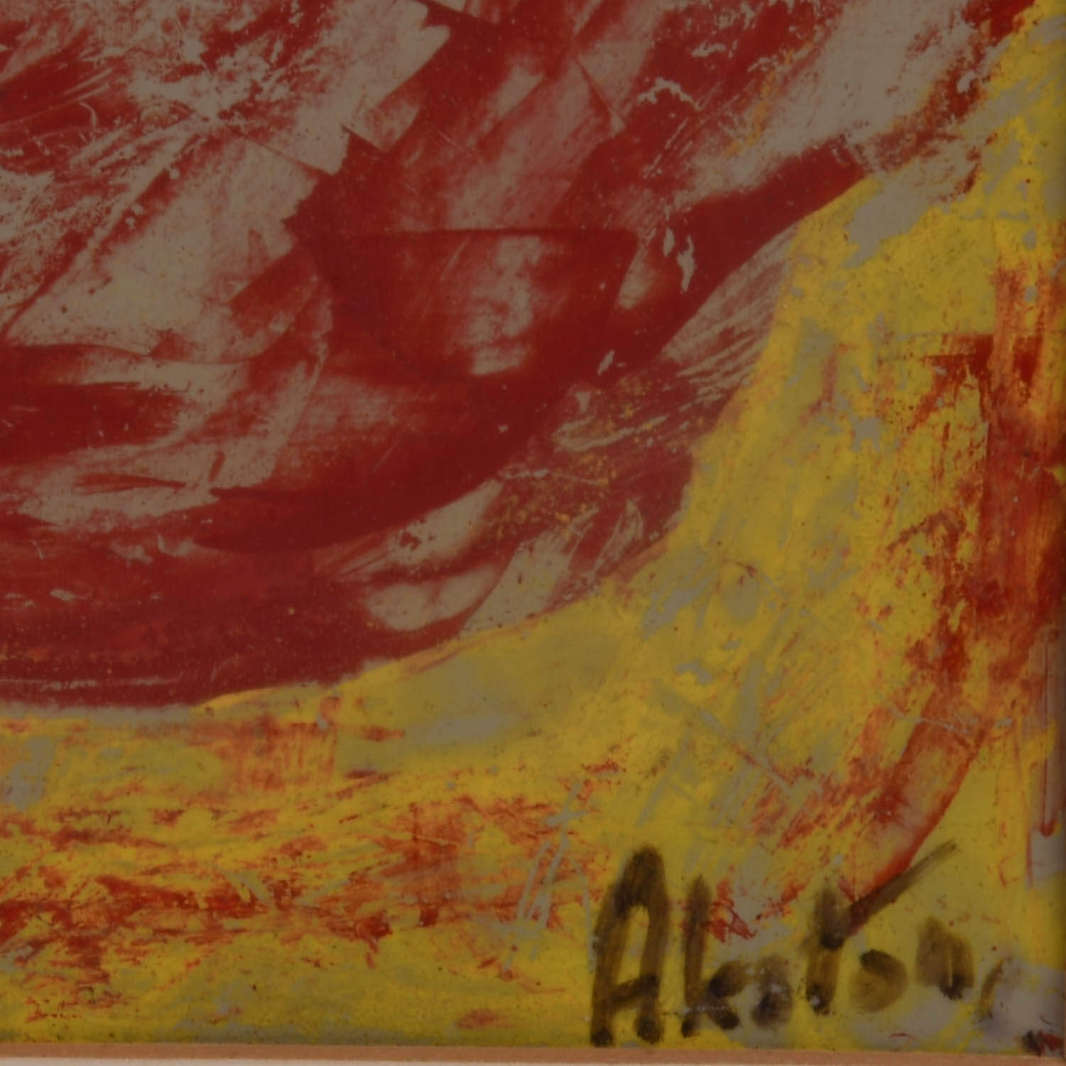 Framed Signed J. Akston "Untitled, 1963" Mix Media Painting-4