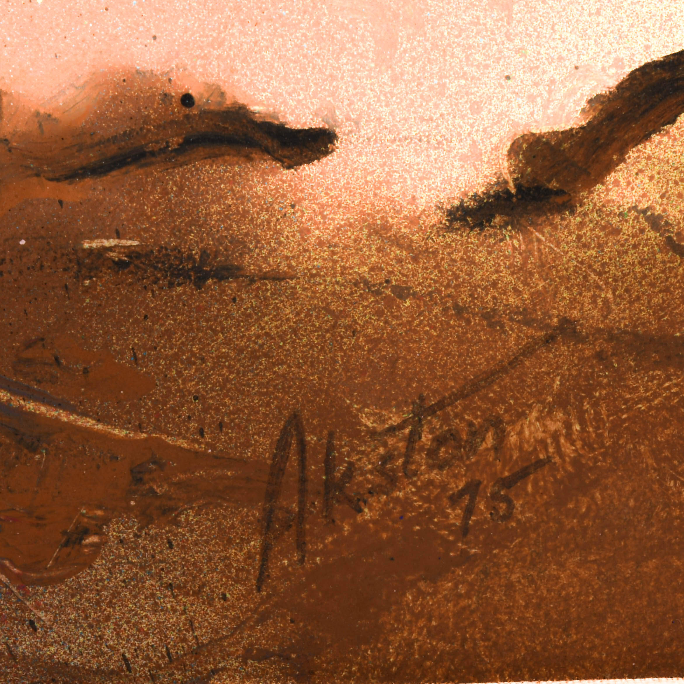 Signed J. Akston "Placental Beings Swept Over Deserted Lands, 1975" Enamel-5