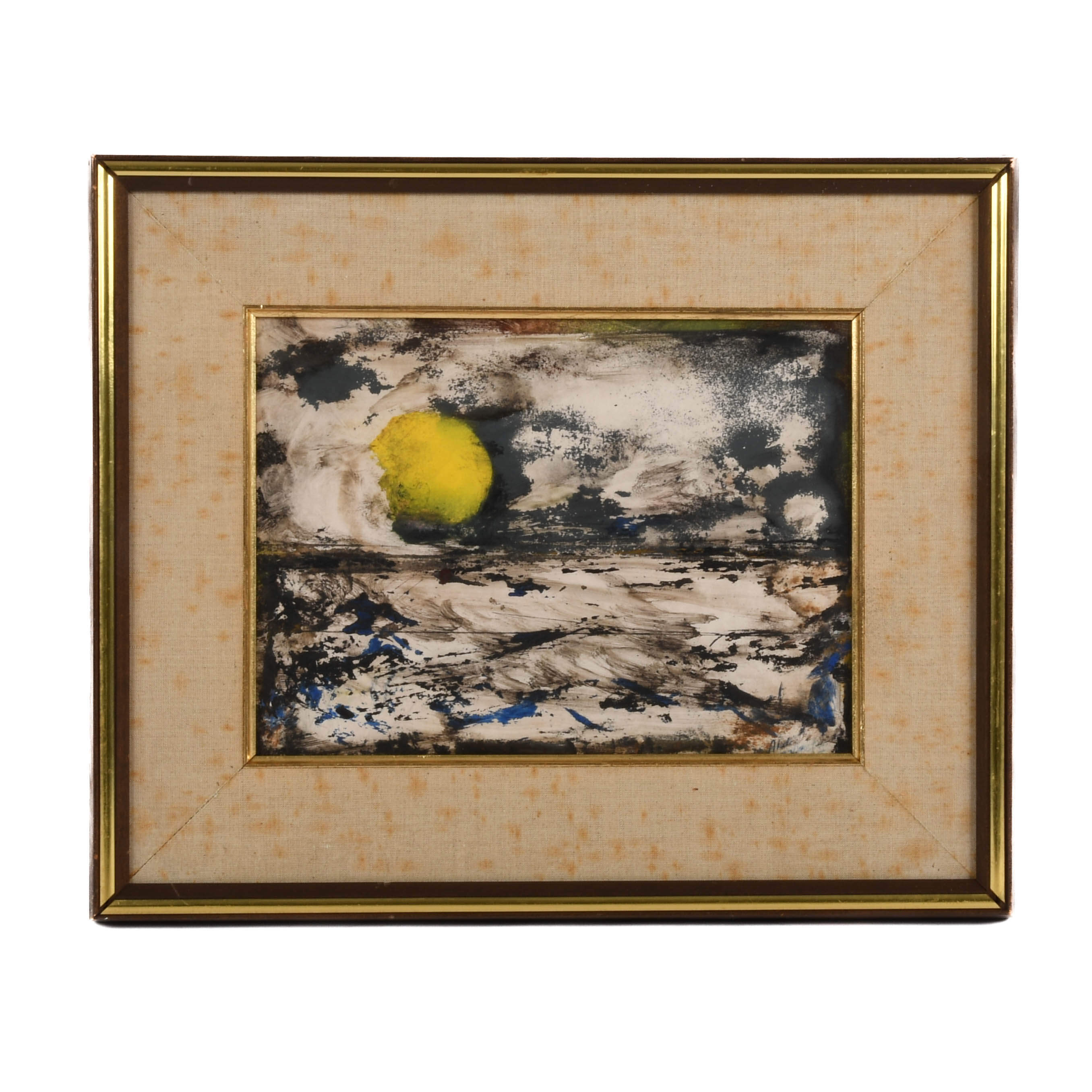 Framed Signed J. Akston "Untitled" Abstract Landscape Oil on Board-1