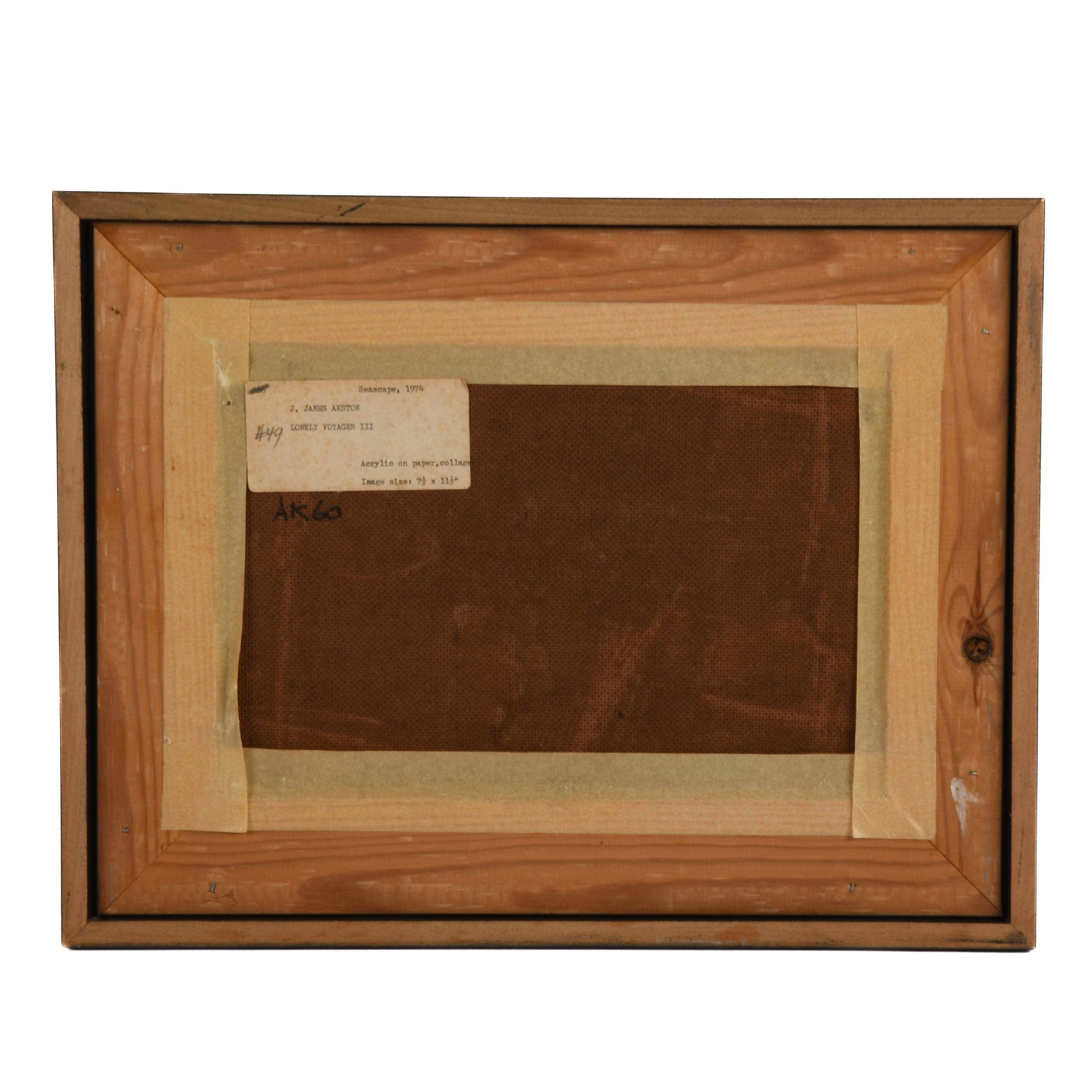 Framed Signed J. Akston "Lonely Voyager III, 1974" Acrylic on Paper-7