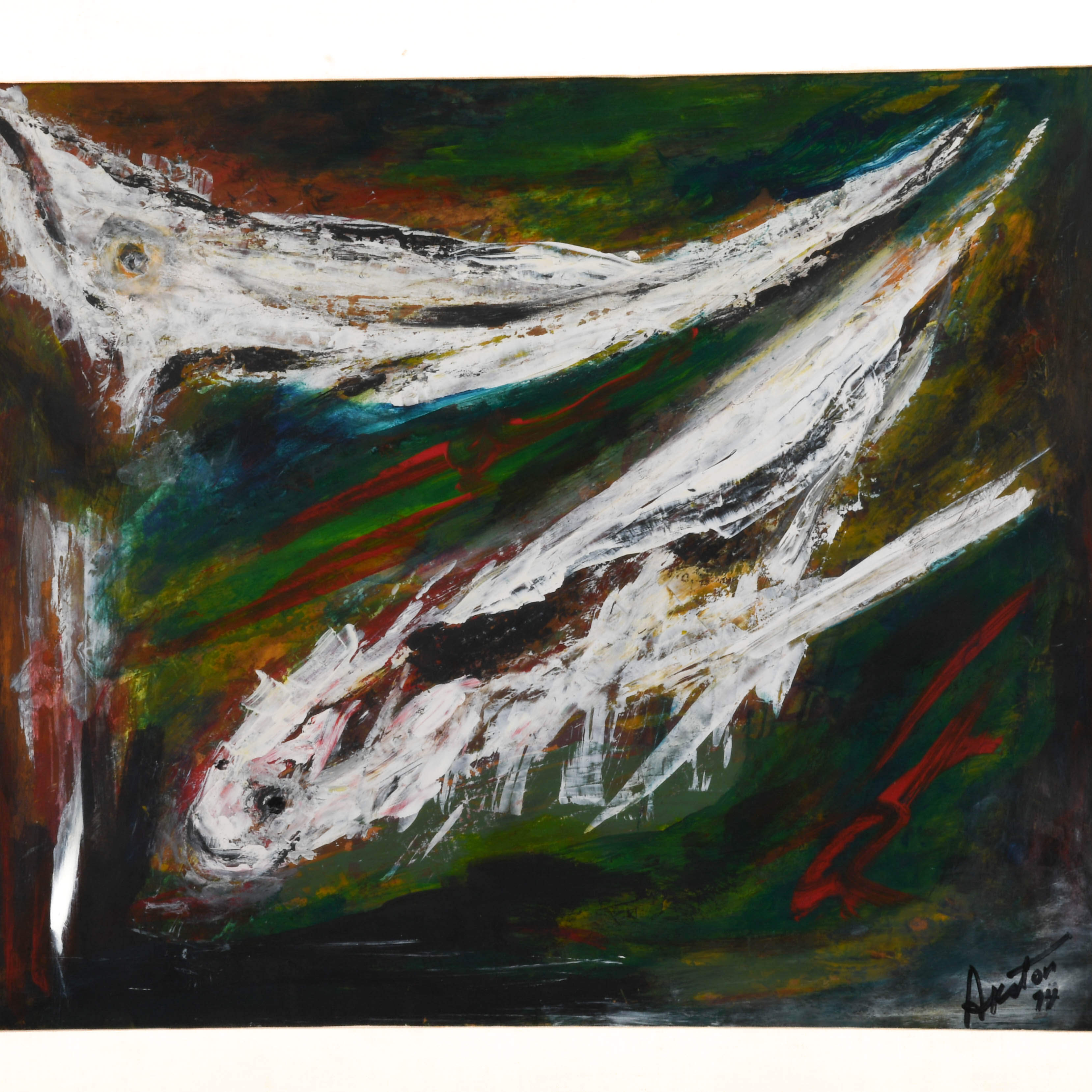 Framed J. Akston Untitled 1974 Acrylic on Board-2