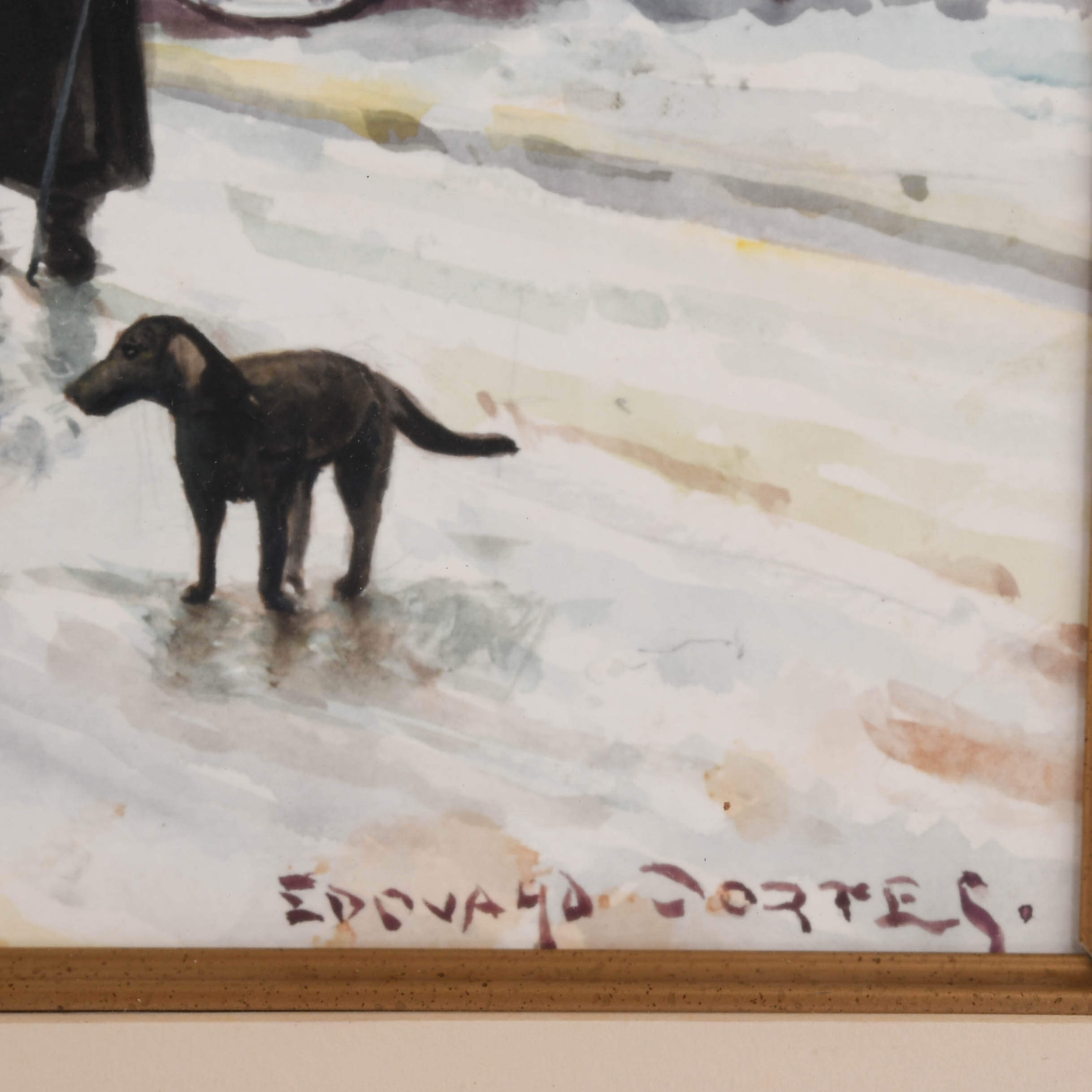 Framed Signed Snowy Square Print by Edouard Léon Cortès-4