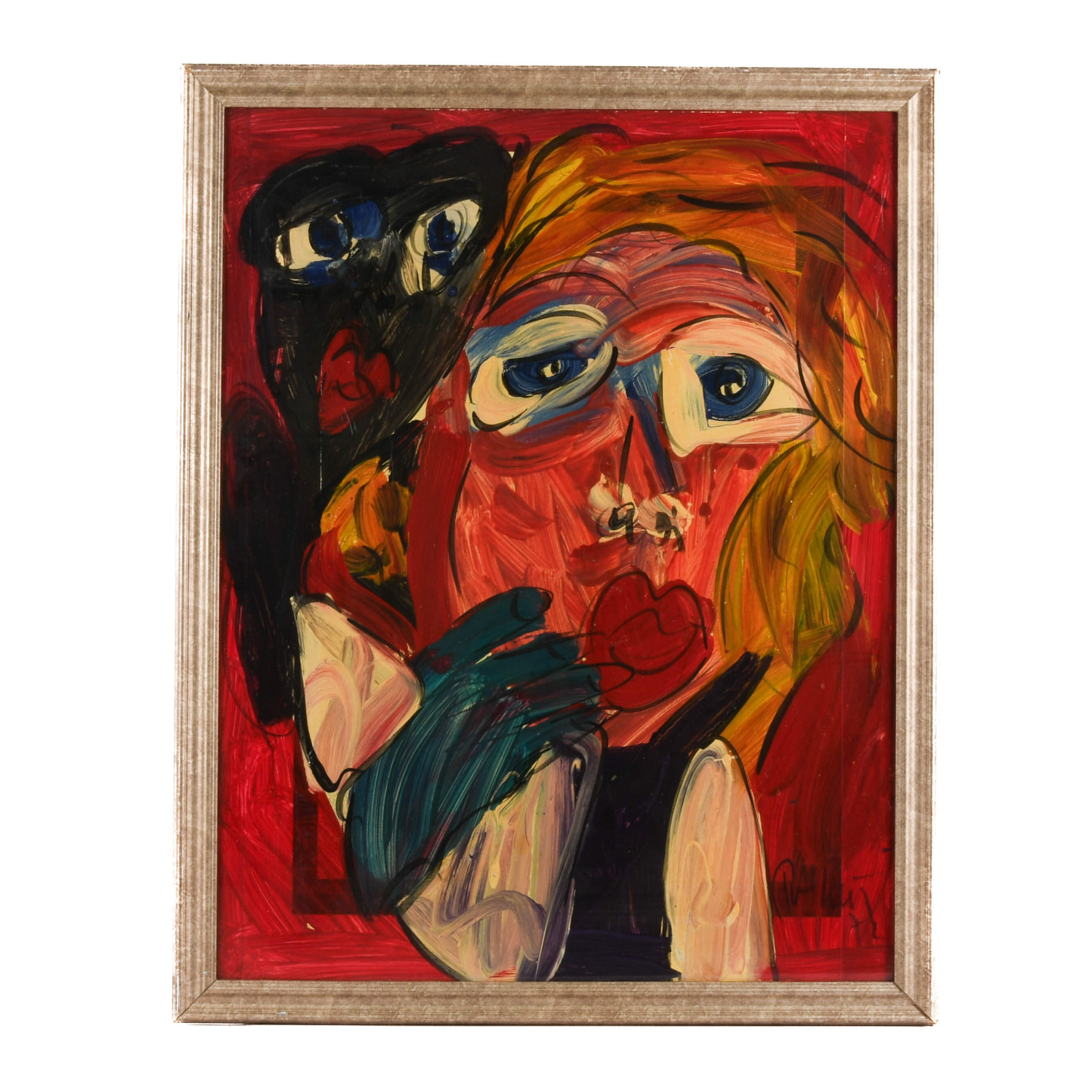 Framed Signed Peter Keil "Split Between Voices" Mixed Media on Masonite-1