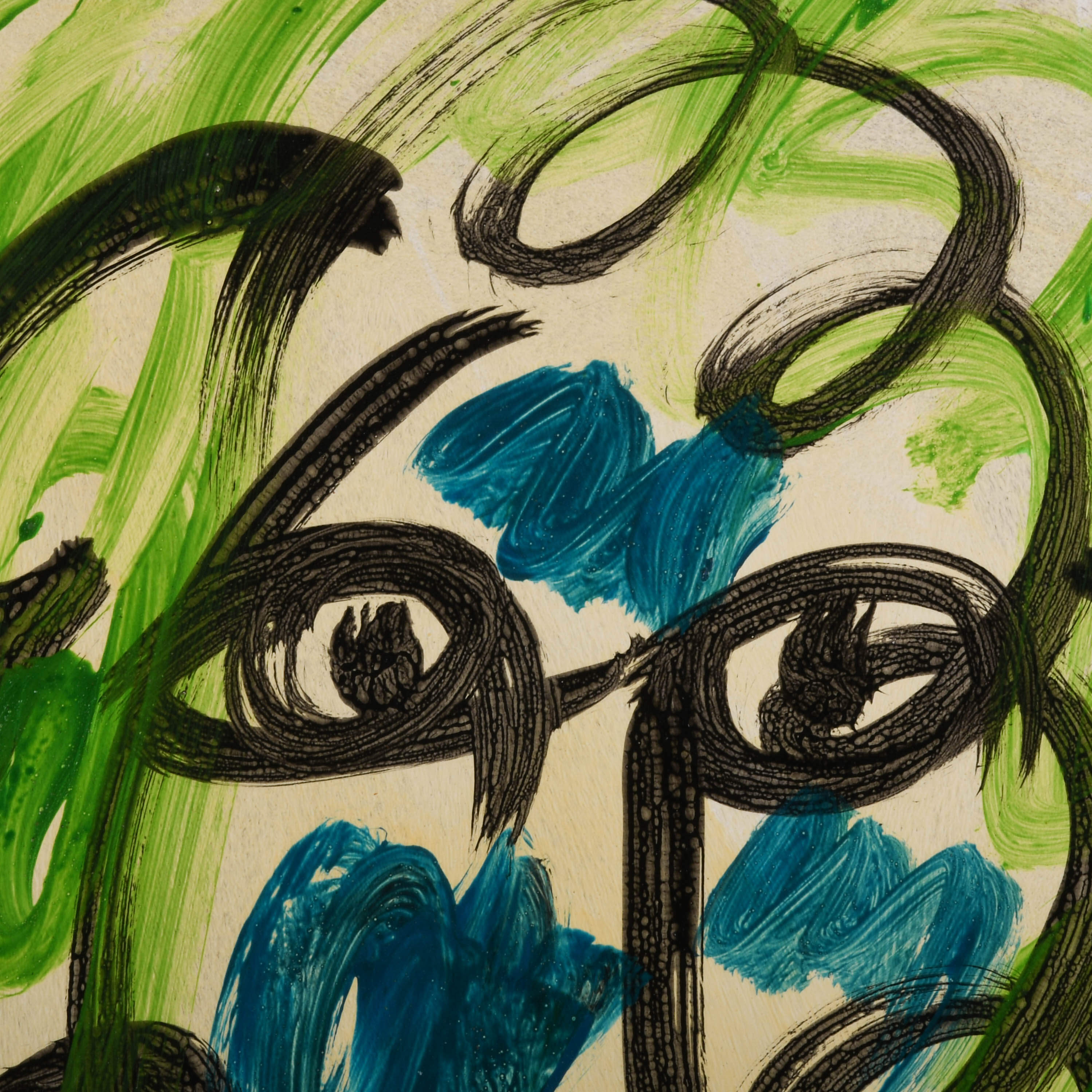 Signed Peter Keil "Echoes in Green and Blue" Mix Media on Masonite-3