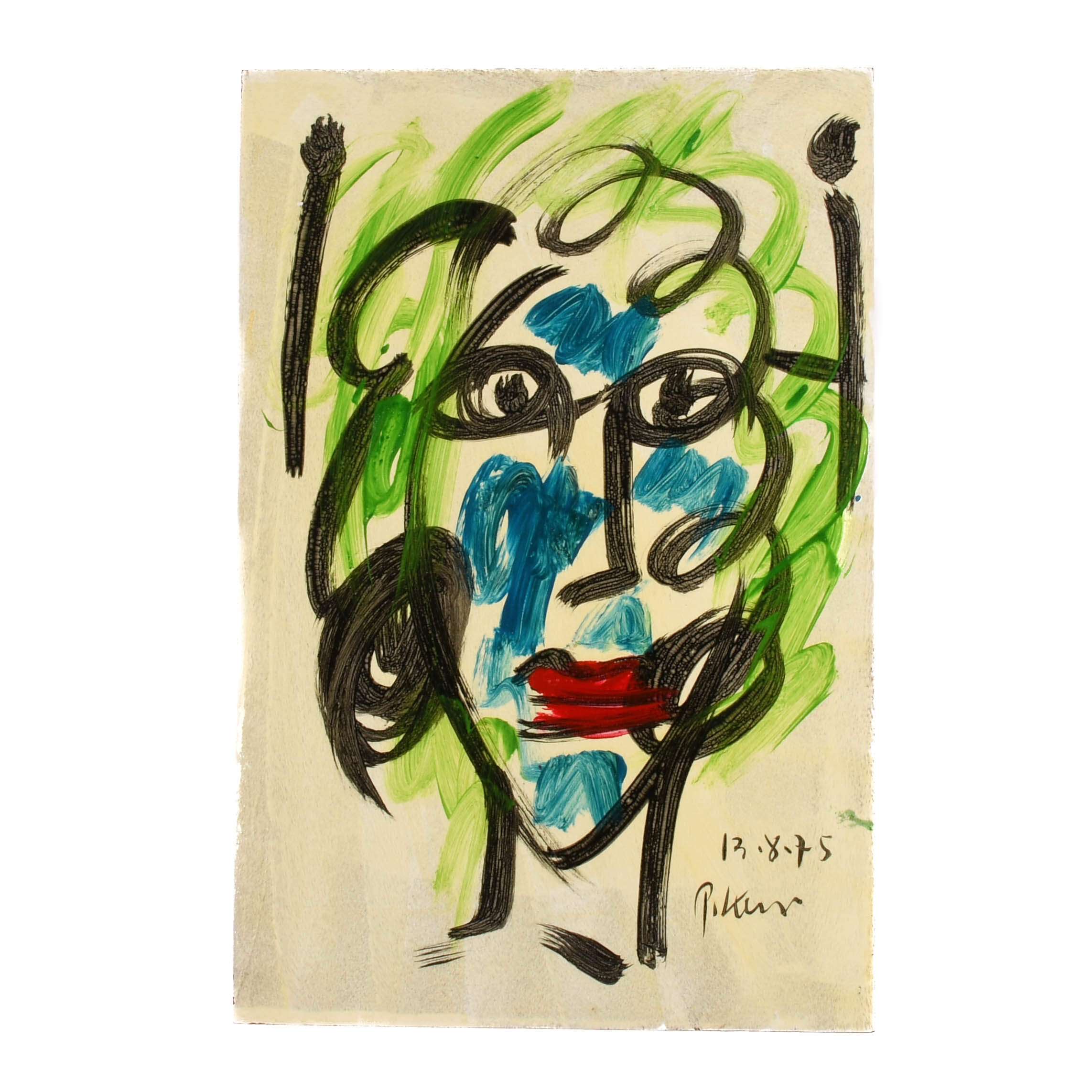 Signed Peter Keil "Echoes in Green and Blue" Mix Media on Masonite-1