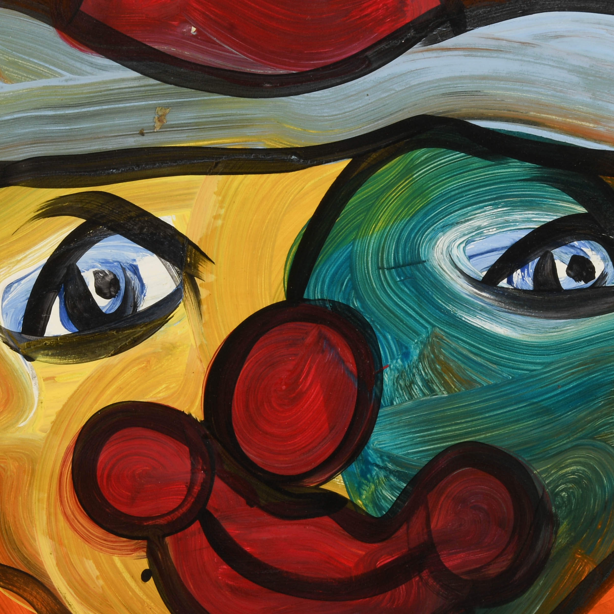 Signed Peter Keil "Clown in Contrast 1991" Mix Media on Masonite-2