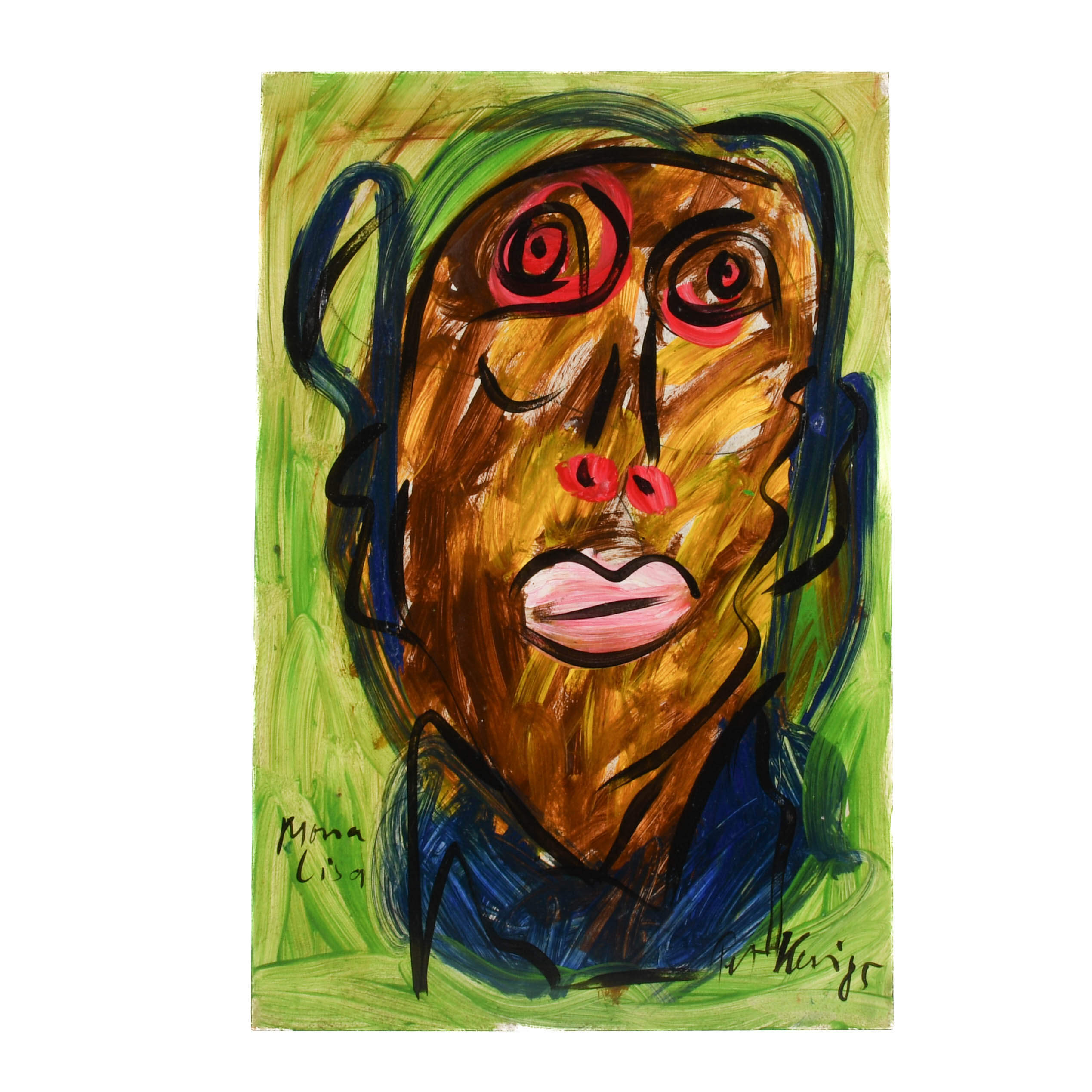 Signed Peter Keil "Mona Lisa" Mix Media on Masonite-1