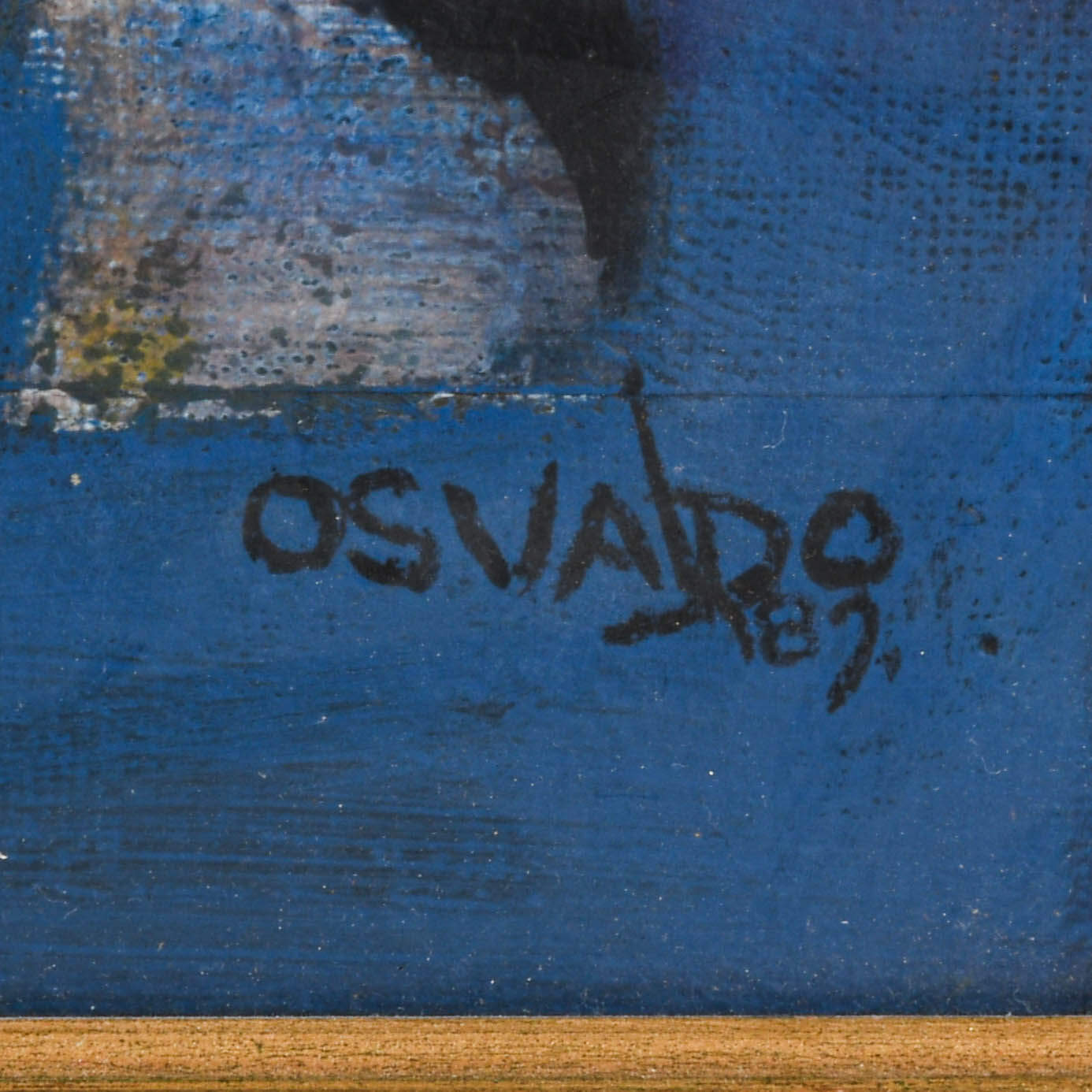 Framed Osvaldo Gutierrez "Untitled Face" Mixed Media on Canvas-4