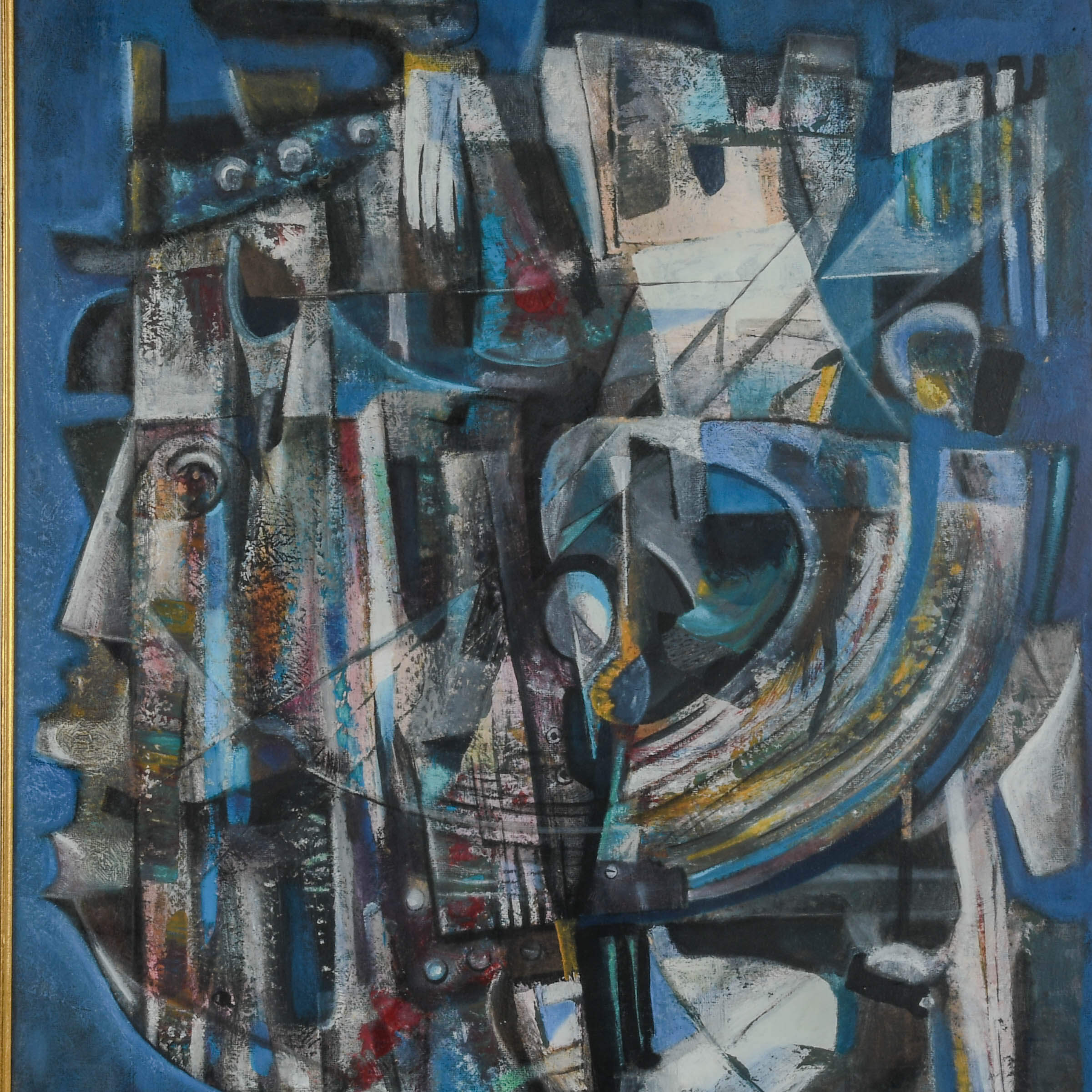 Framed Osvaldo Gutierrez "Untitled Face" Mixed Media on Canvas-2