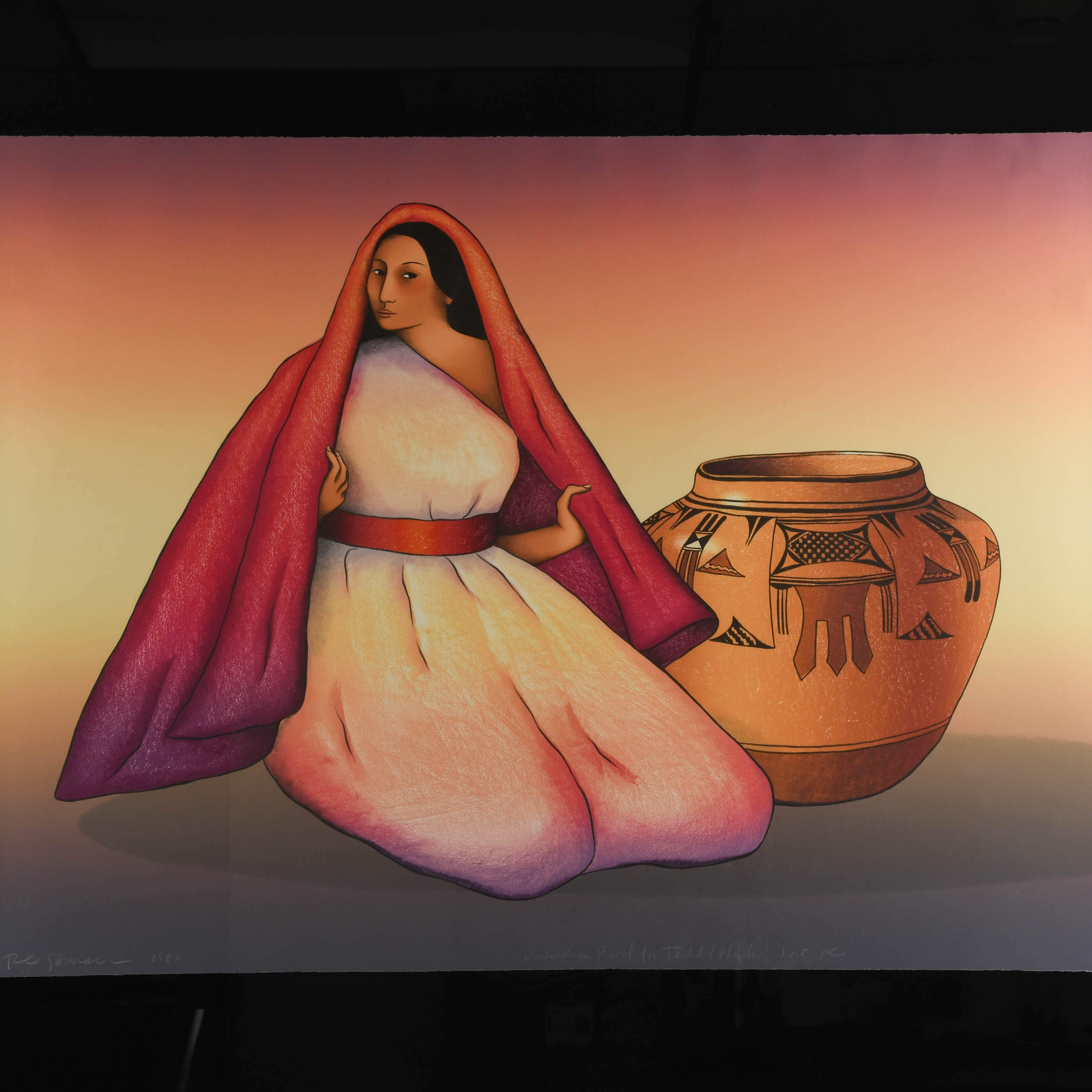 Framed Signed R.C Gorman Lithograph "Harvest Jar"-2