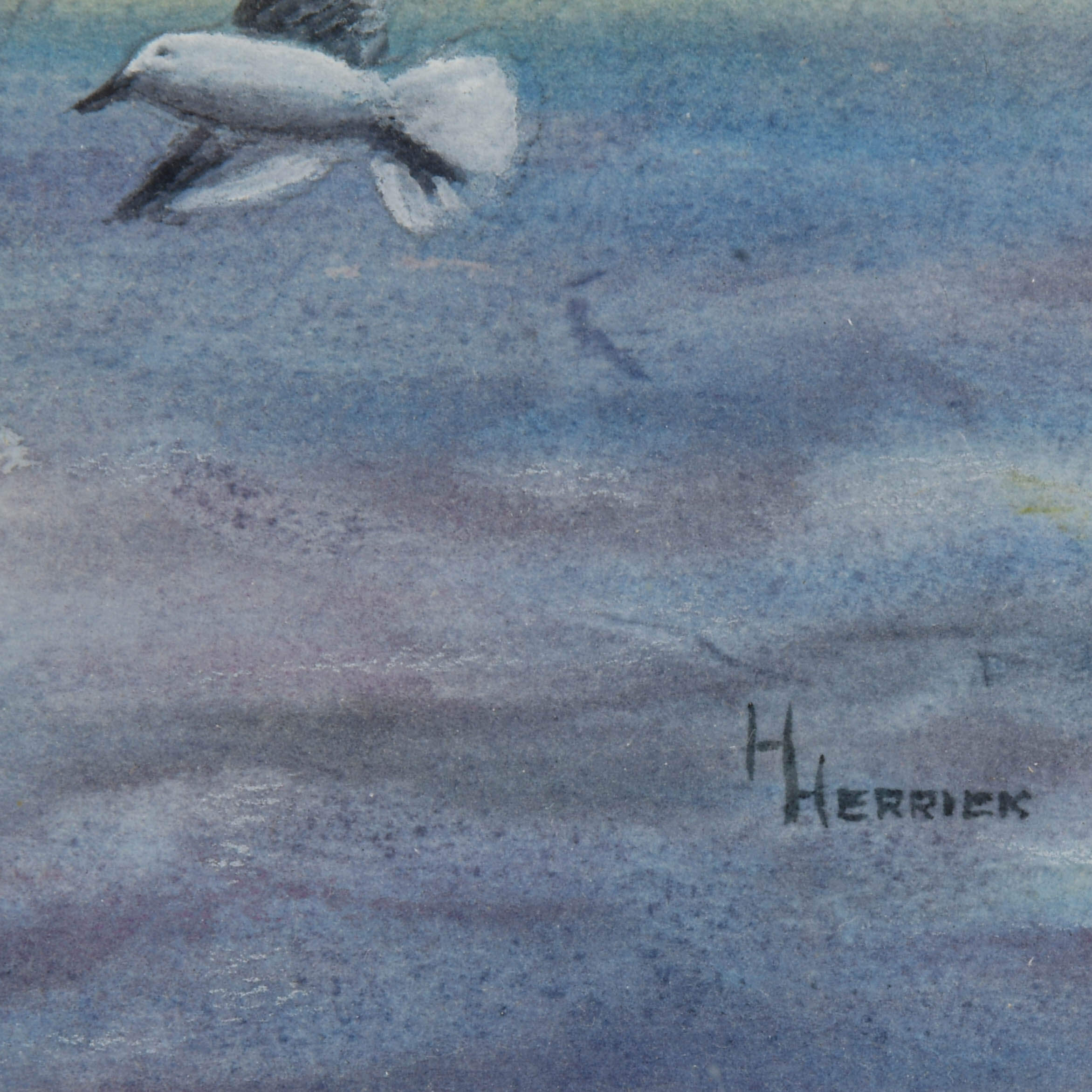 Framed Gouache and Watercolor Seascape by Henry Herrick-4