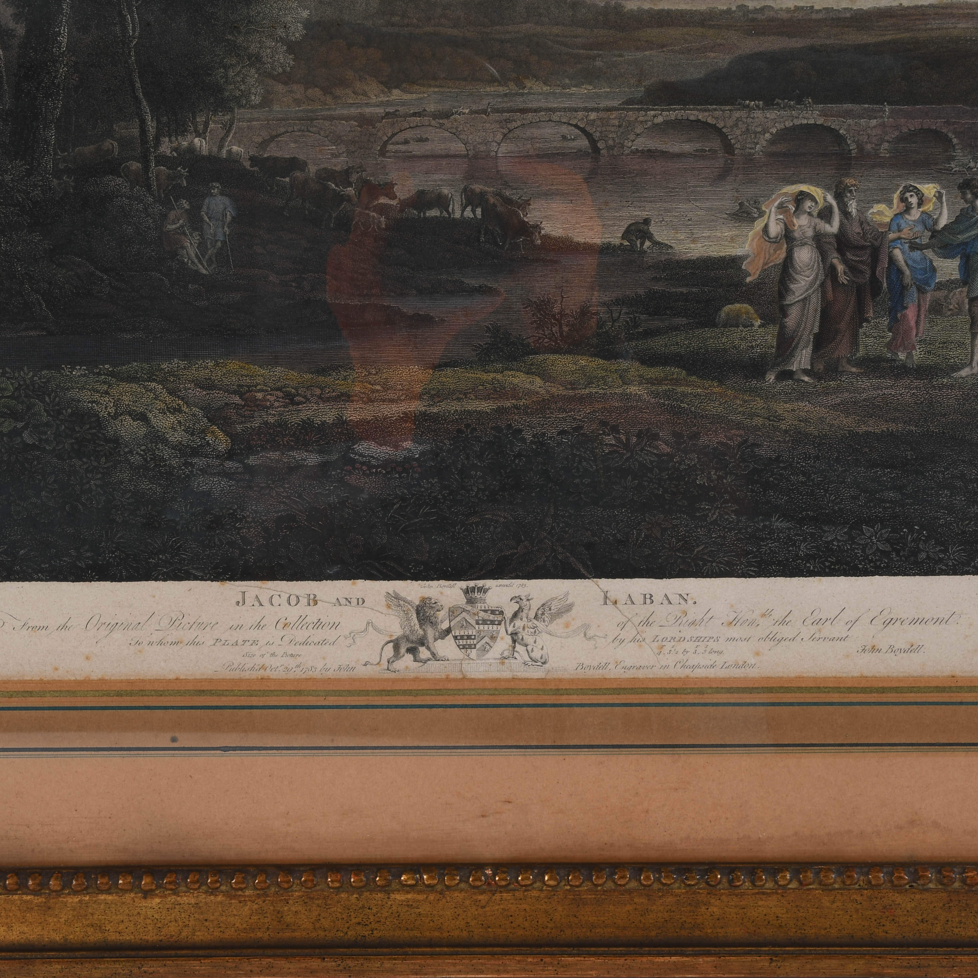 Framed Antique Engraving of Jacob and Laban-6