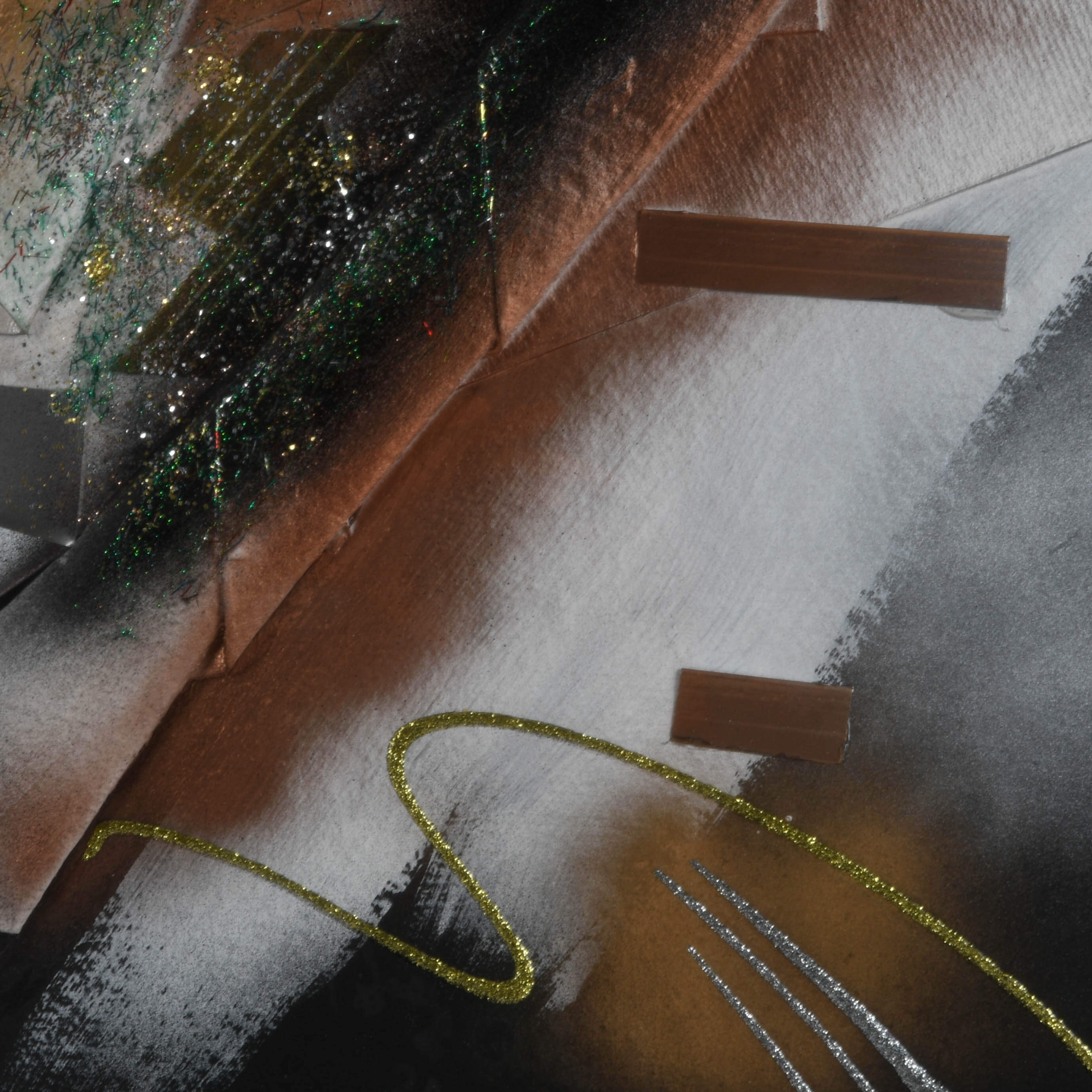 Framed Signed 3D Abstract-Style Mixed Media Painting-4