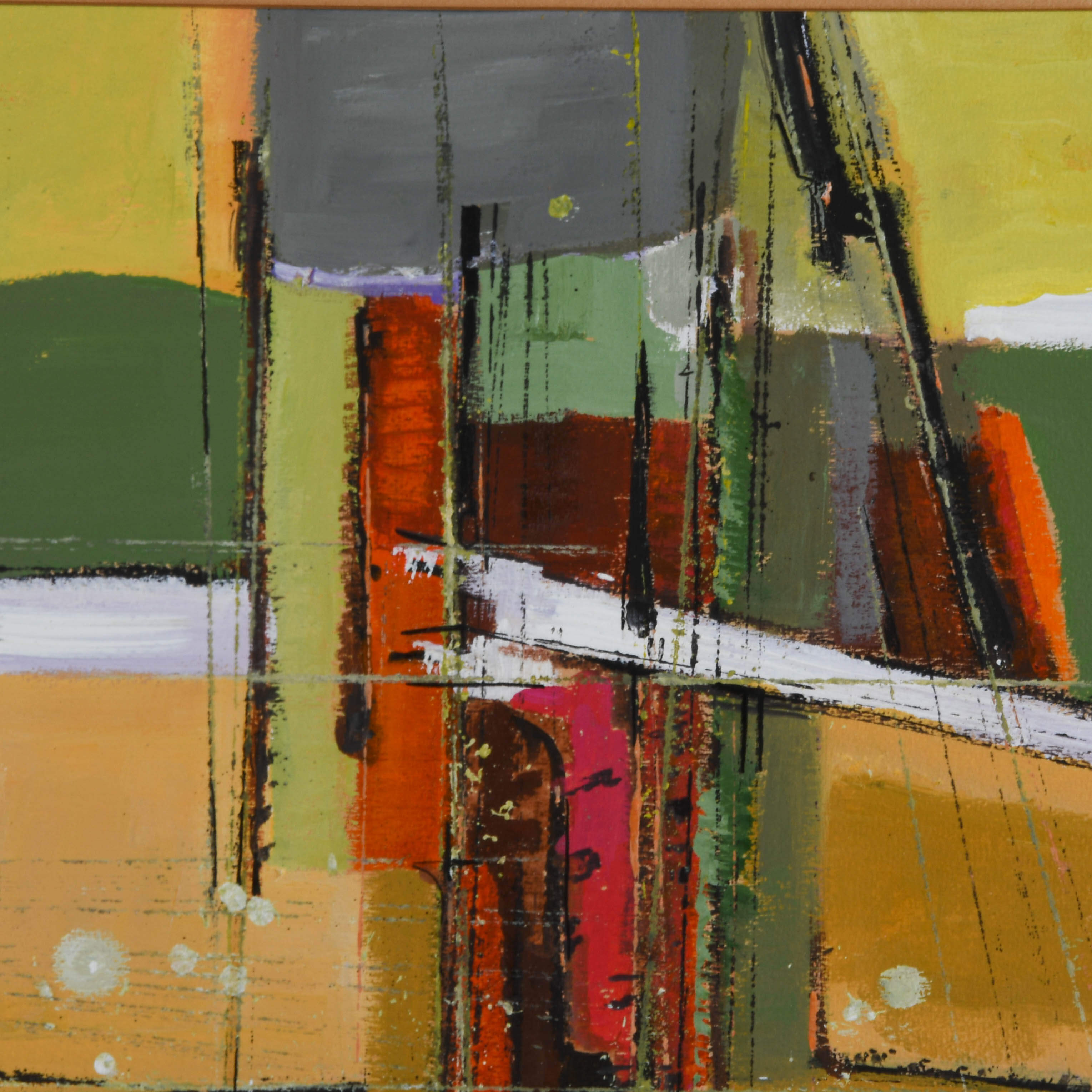 Framed Signed Osvaldo Gutierrez Untitled Abstract Oil Painting-3