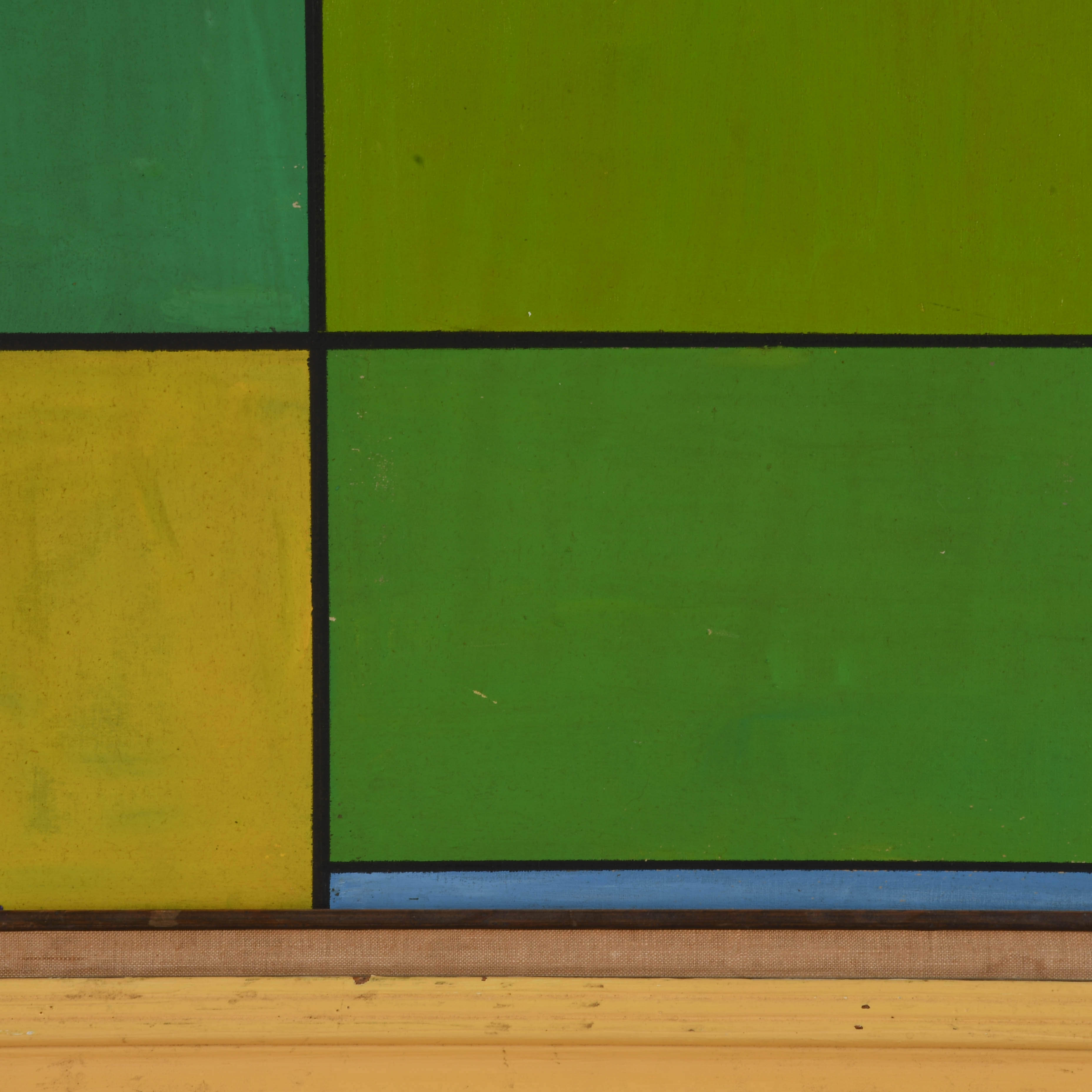 Framed Signed Untitled 1974 Geometric Painting Attributed to Ludwig Sander-3