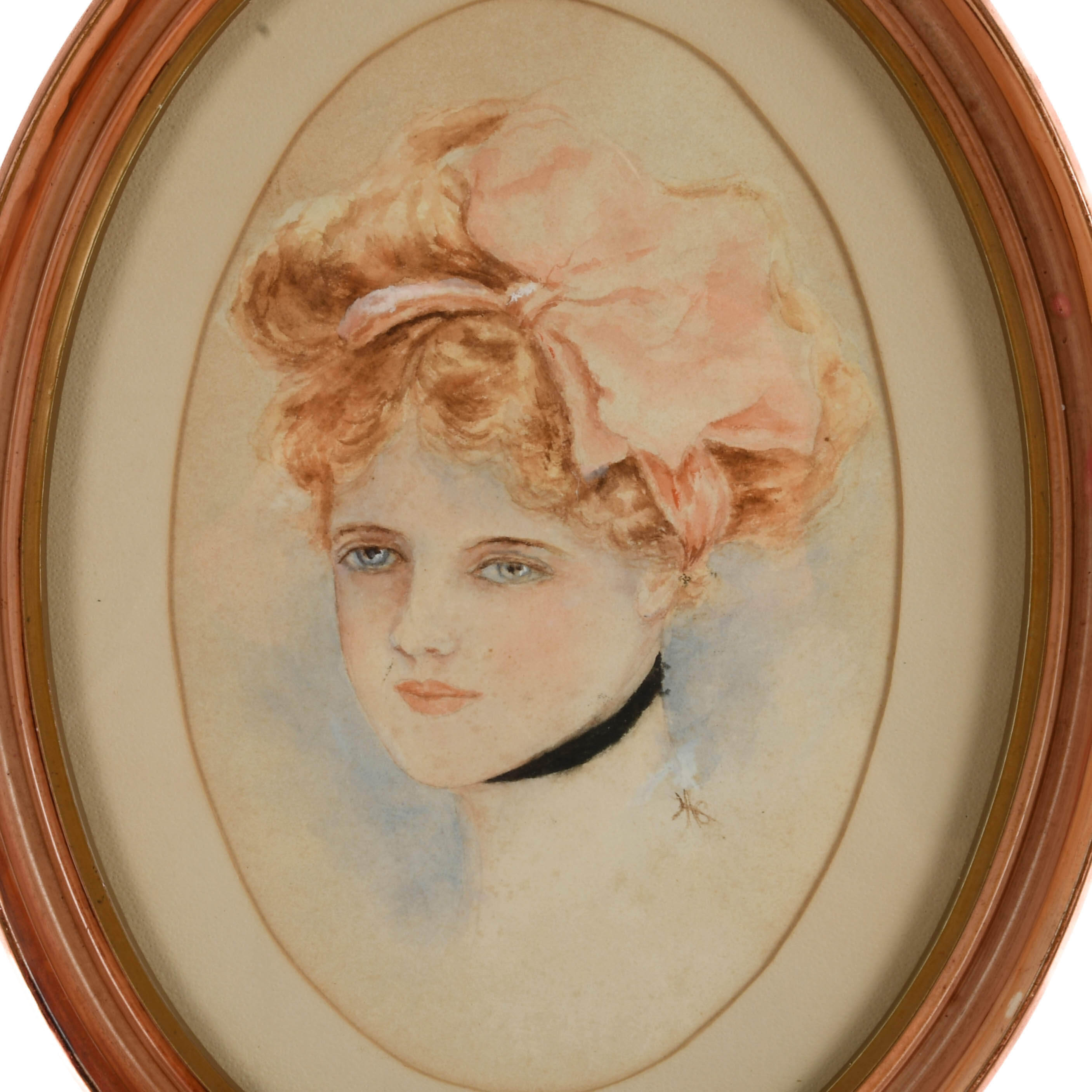 Oval Framed Watercolor Portrait-2