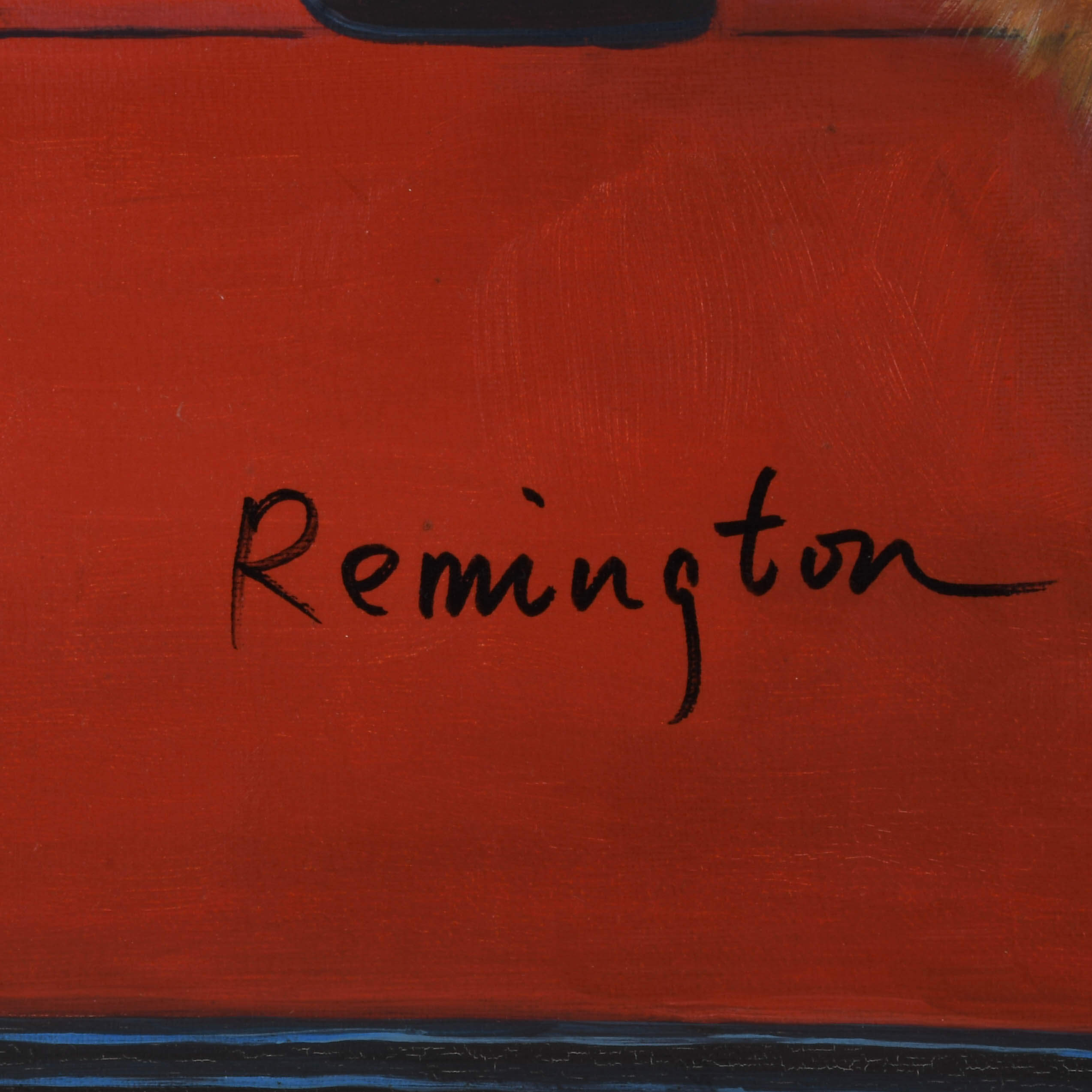 Framed Signed Remington "Canine Convertible Cruise" Oil Painting-6