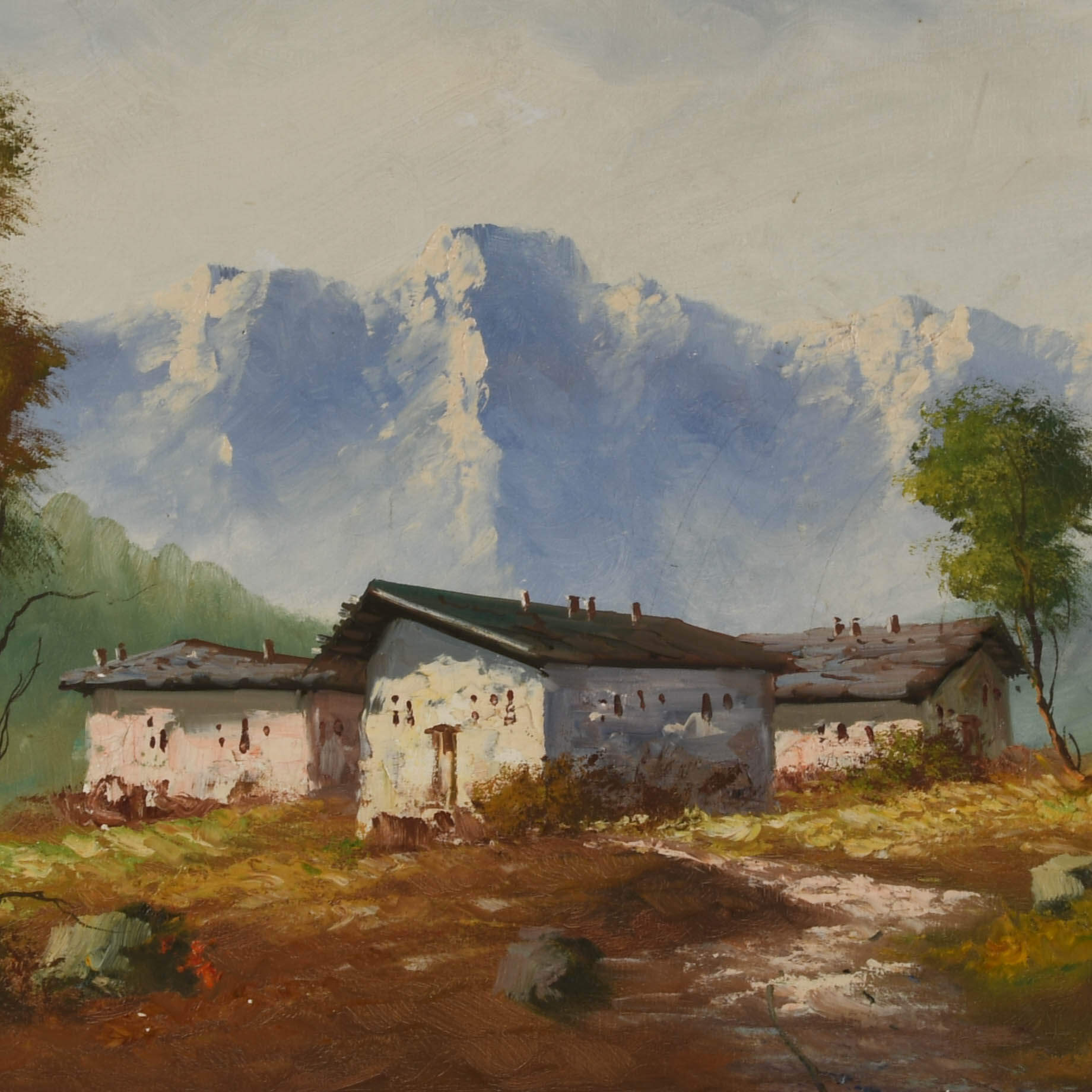 Signed Monti "Hillside Houses" Oil on Canvas-2