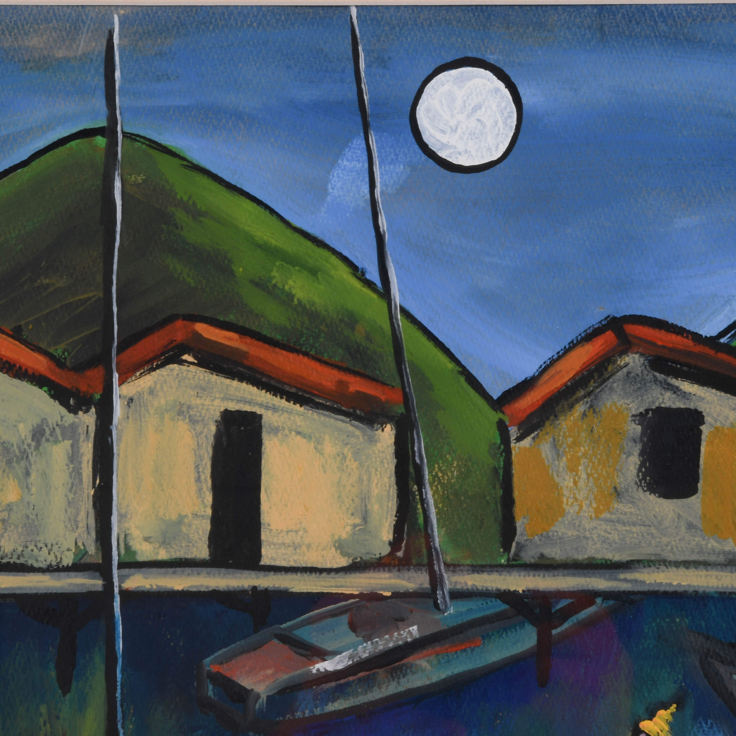 Framed Signed José María Mijares "Waiting Under the Moon" Mix Media-4