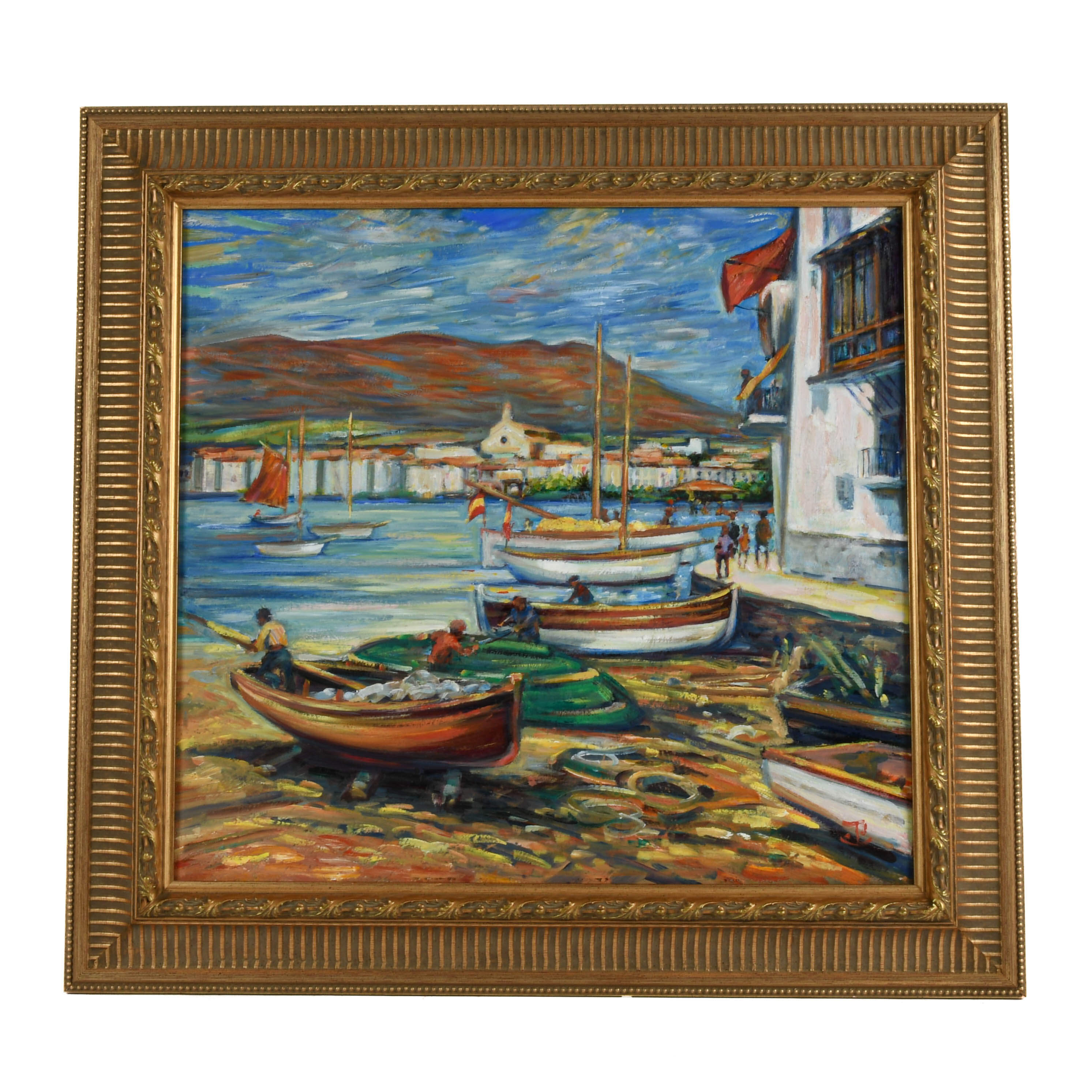 Framed Signed Phillip Corley "Summer Girt Dorada Spain" Oil on Board-1