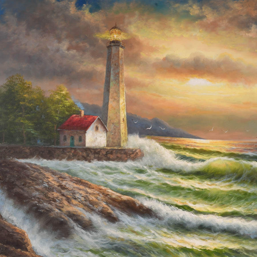 Framed Signed Shoreline Symphony Oil on Canvas-2