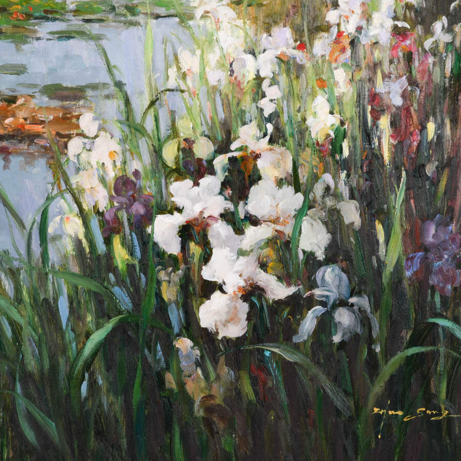 Framed Signed Zhao Song The Garden at Chateau de Bagatelle Oil on Canvas-4