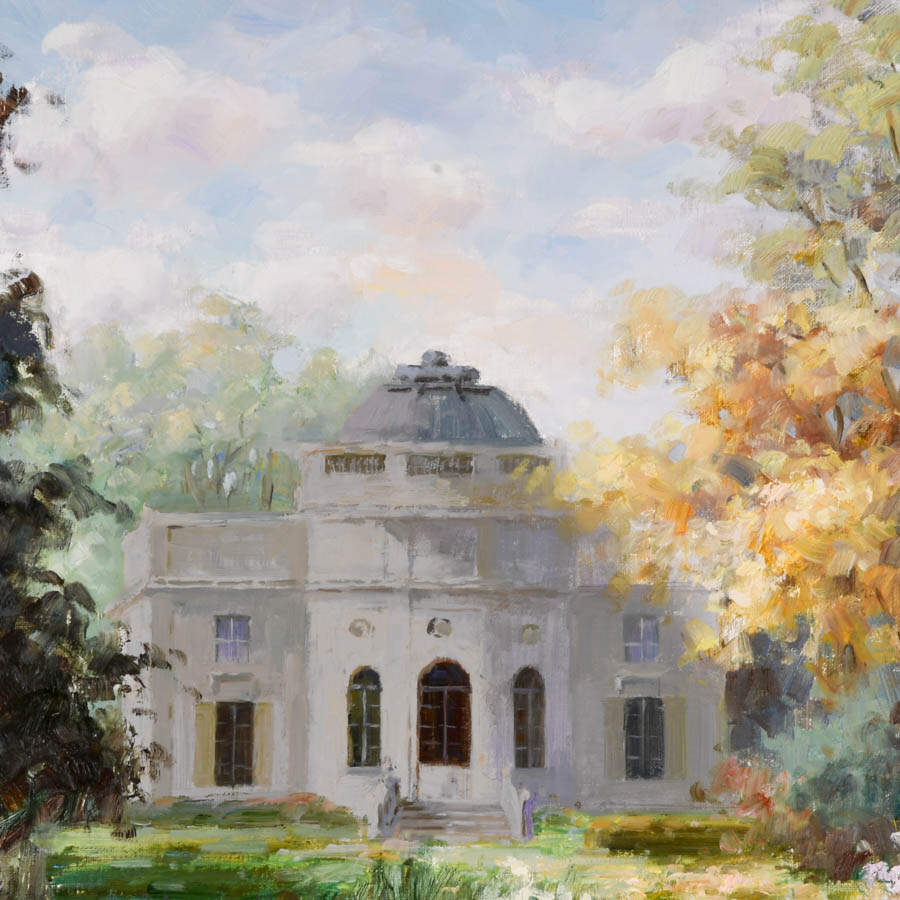 Framed Signed Zhao Song The Garden at Chateau de Bagatelle Oil on Canvas-3