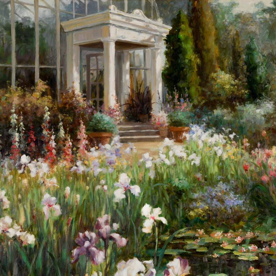 Framed Signed Zhao Song The Conservatory Garden Oil on Canvas-2