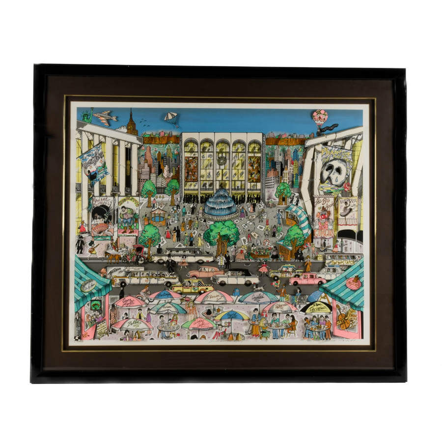 Framed Signed Charles Fazzino "Brunch at the MET" Mixed Media on Paper-1