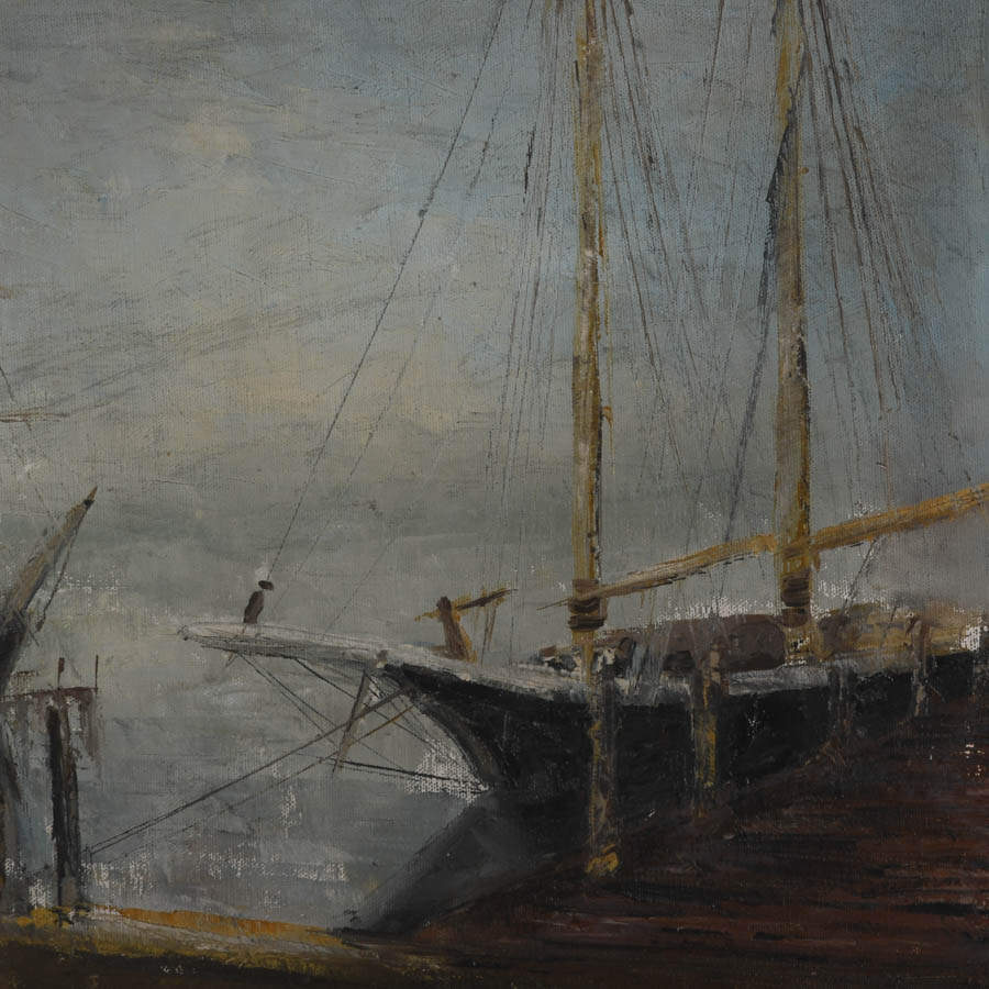 Framed Signed Masts and Mist Mixed Media on Canvas-4