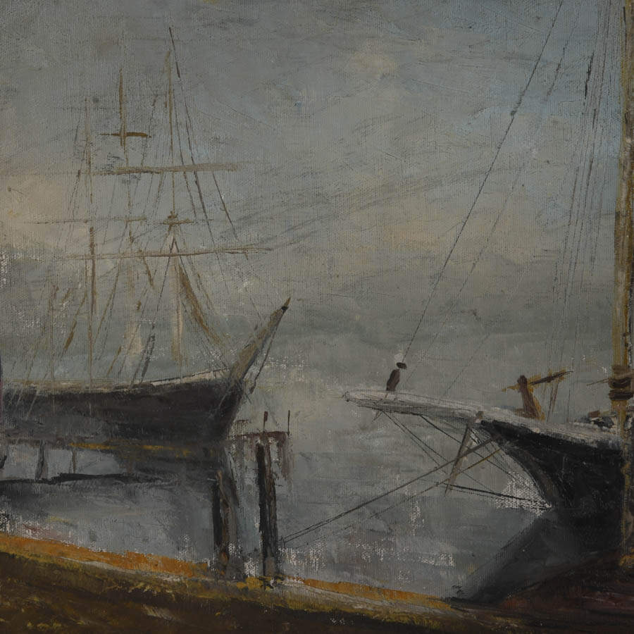 Framed Signed Masts and Mist Mixed Media on Canvas-3