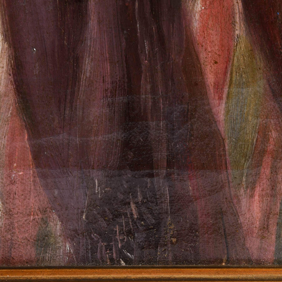 Framed Portrait of a Spanish Rose Oil on Canvas-5