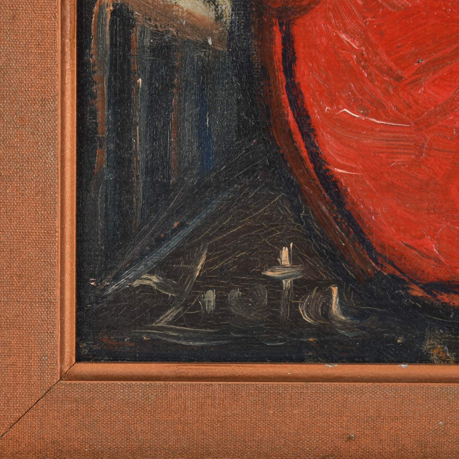 Framed Signed Abstract Artist's Tablescape Oil on Canvas-5