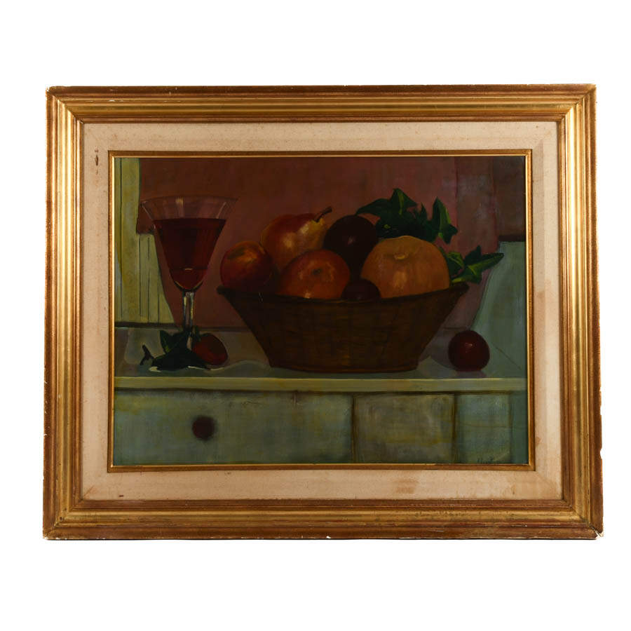 Framed Signed E. Crosatto Oil on Canvas "Naturaleza Muerta"-1