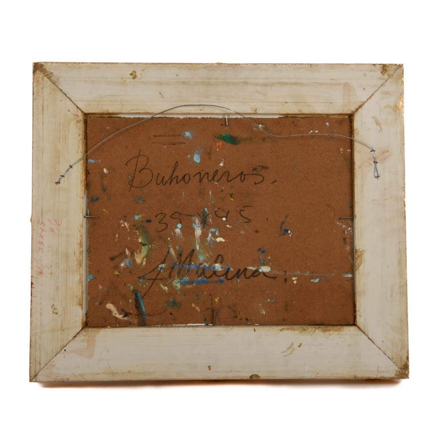Framed Signed Market of Color Mixed Media on Board-6