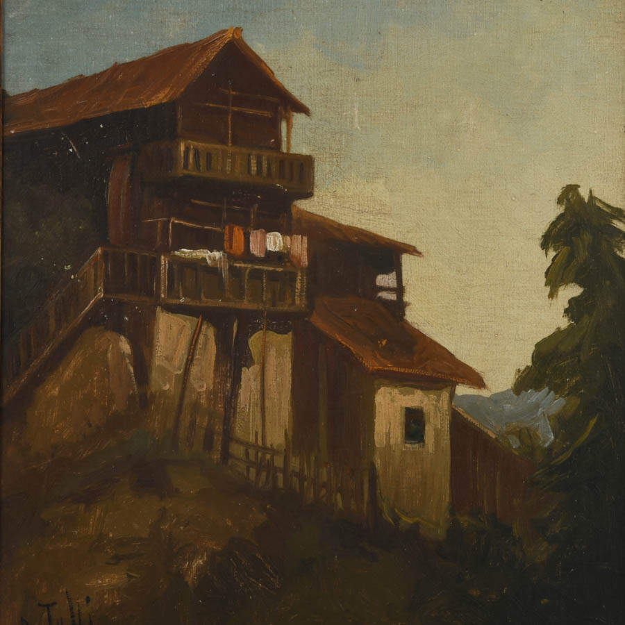 Framed Signed D. Tulli Timber and Time Oil on Board-2