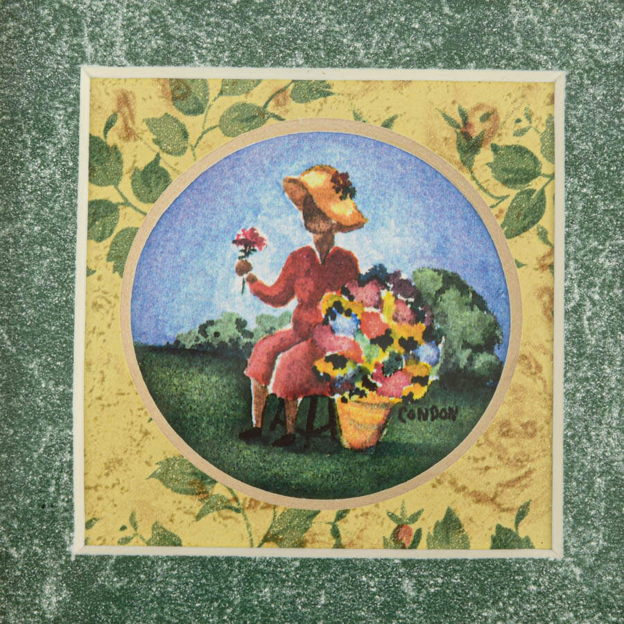 Framed Signed Condon Pair of Figural People Giclée Watercolors-2