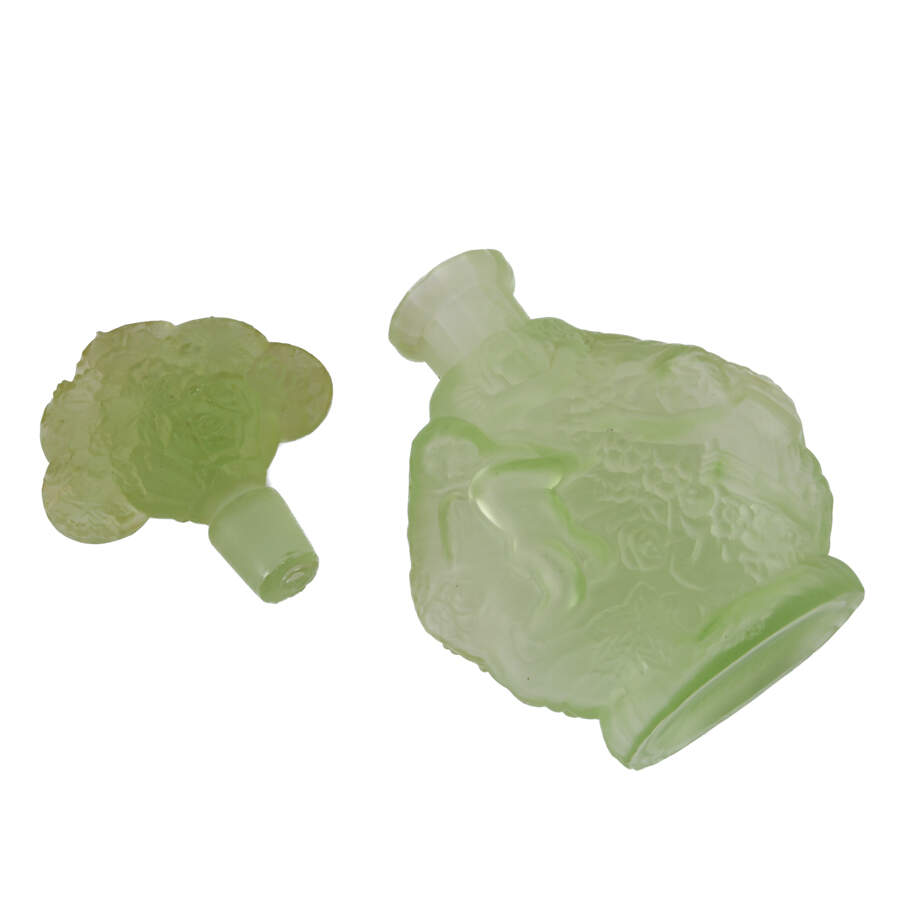 Japanese Green Vasline Glass Perfume Bottle-6