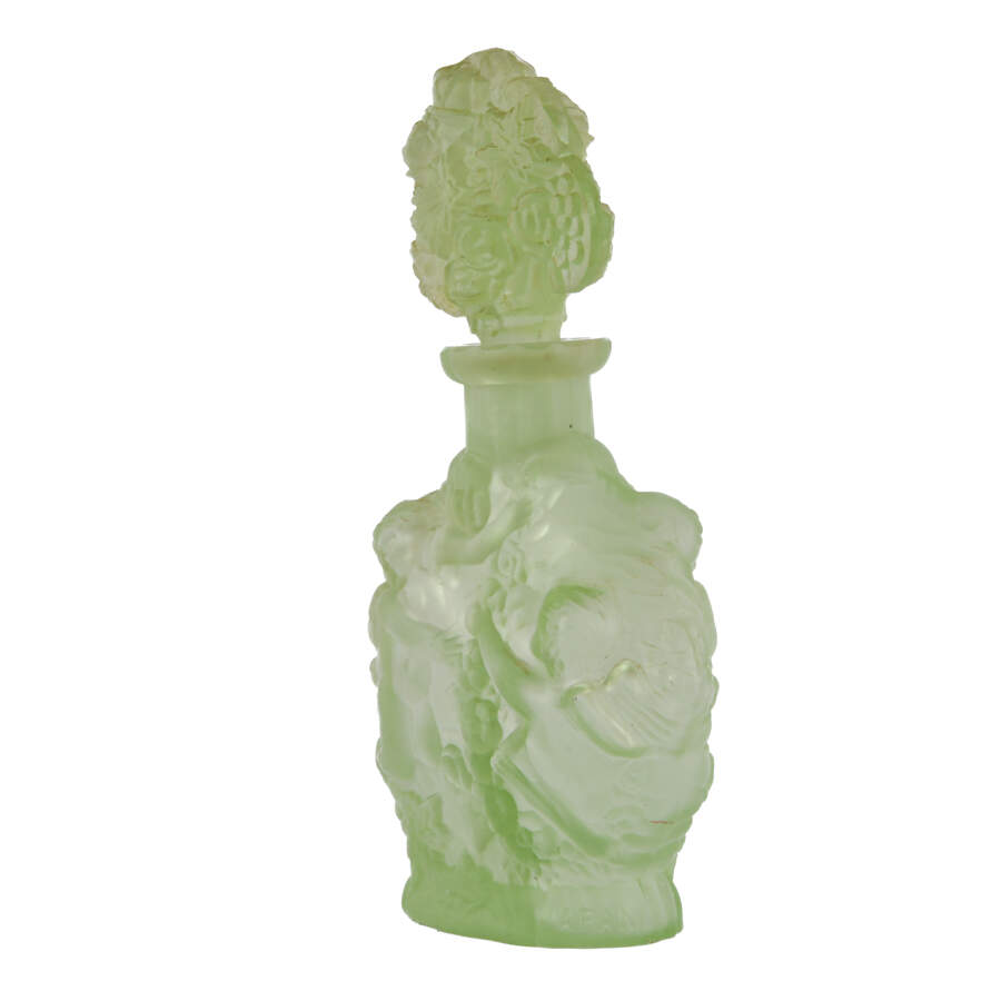 Japanese Green Vasline Glass Perfume Bottle-4