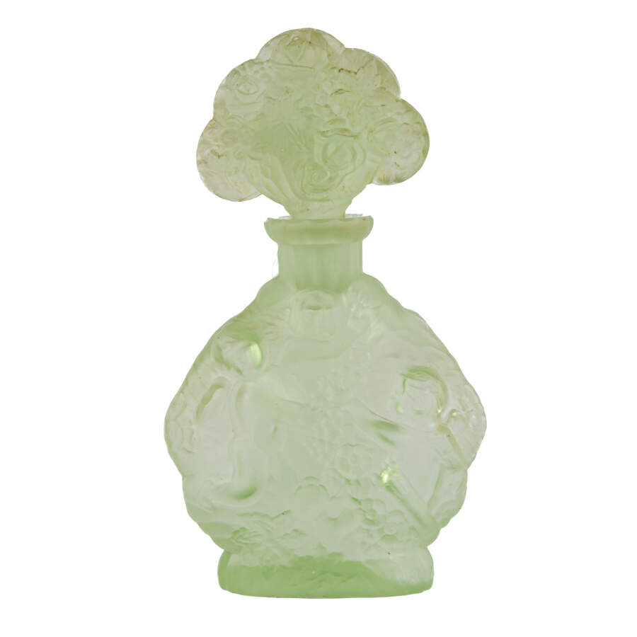 Japanese Green Vasline Glass Perfume Bottle-2