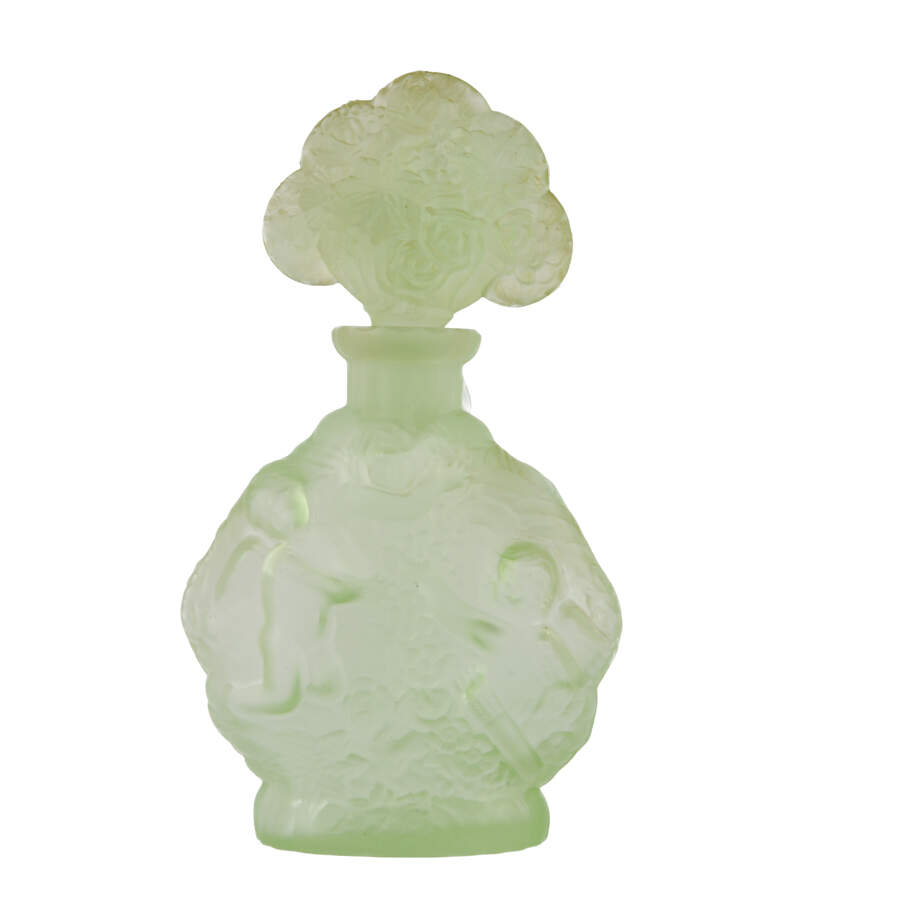 Japanese Green Vasline Glass Perfume Bottle-1